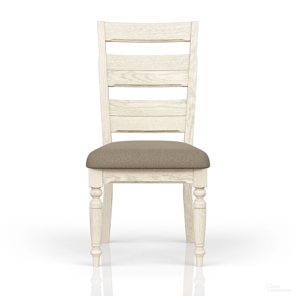 The appearance of Clover Ridge Ladder Back Side Chair In Whitewash designed by Bernell in the traditional interior design. This white wash piece of furniture was selected by 1StopBedrooms from Clover Ridge Collection to add a touch of cosiness and style into your home. Sku: 5910-510-W. Material: Oak Veneer. Chair Type: Side Chair.