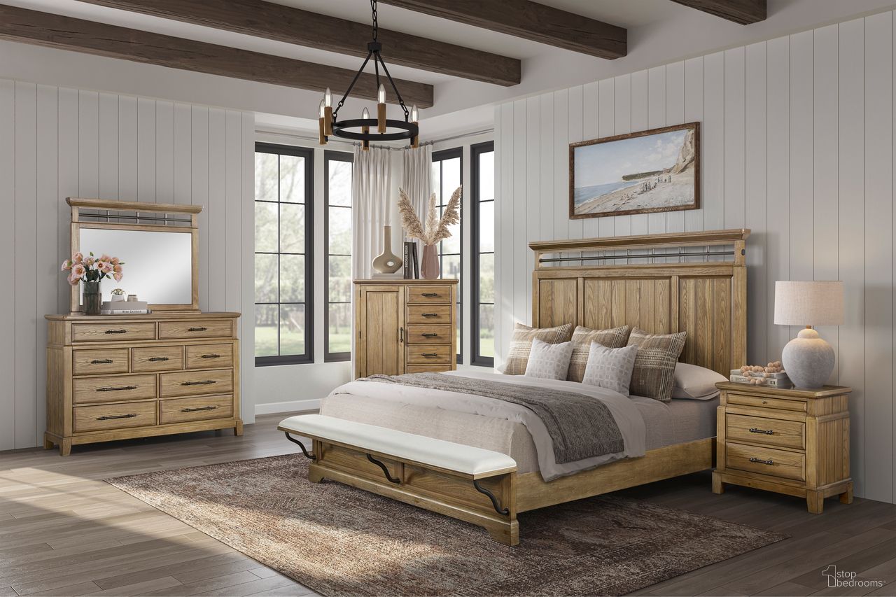 The appearance of Clover Ridge Panel Bedroom Set In Carmel designed by Bernell in the traditional interior design. This carmel piece of furniture was selected by 1StopBedrooms from Clover Ridge Collection to add a touch of cosiness and style into your home. Sku: 1921-107-C;1921-120-C. Bed Size: King. Material: Oak Veneer.