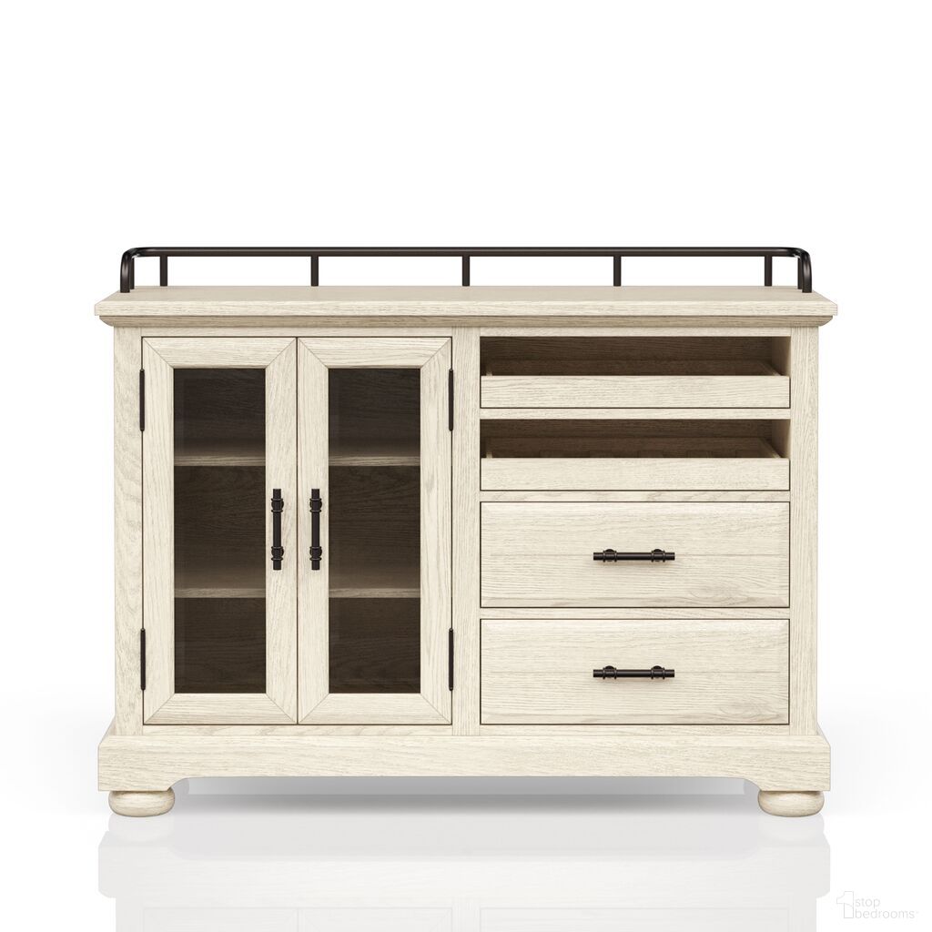 The appearance of Clover Ridge Server In Whitewash designed by Bernell in the traditional interior design. This white wash piece of furniture was selected by 1StopBedrooms from Clover Ridge Collection to add a touch of cosiness and style into your home. Sku: 5910-524-W. Material: Oak Veneer.