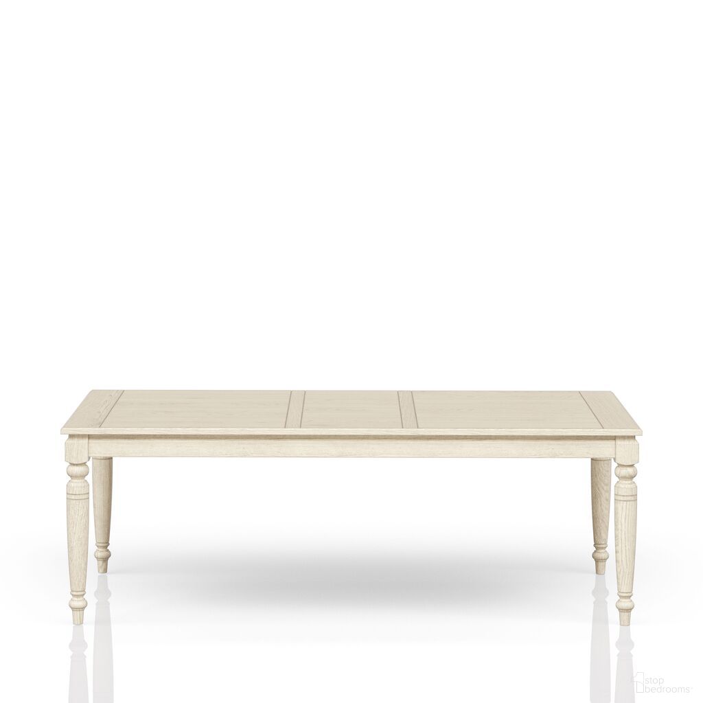 The appearance of Clover Ridge Table With Leaf In Whitewash designed by Bernell in the traditional interior design. This white wash piece of furniture  was selected by 1StopBedrooms from Clover Ridge Collection to add a touch of cosiness and style into your home. Sku: 5910-500-W. Table Base Style: Legs. Table Top Shape: Rectangular. Size: 42" x 88". Material: Oak Veneer.