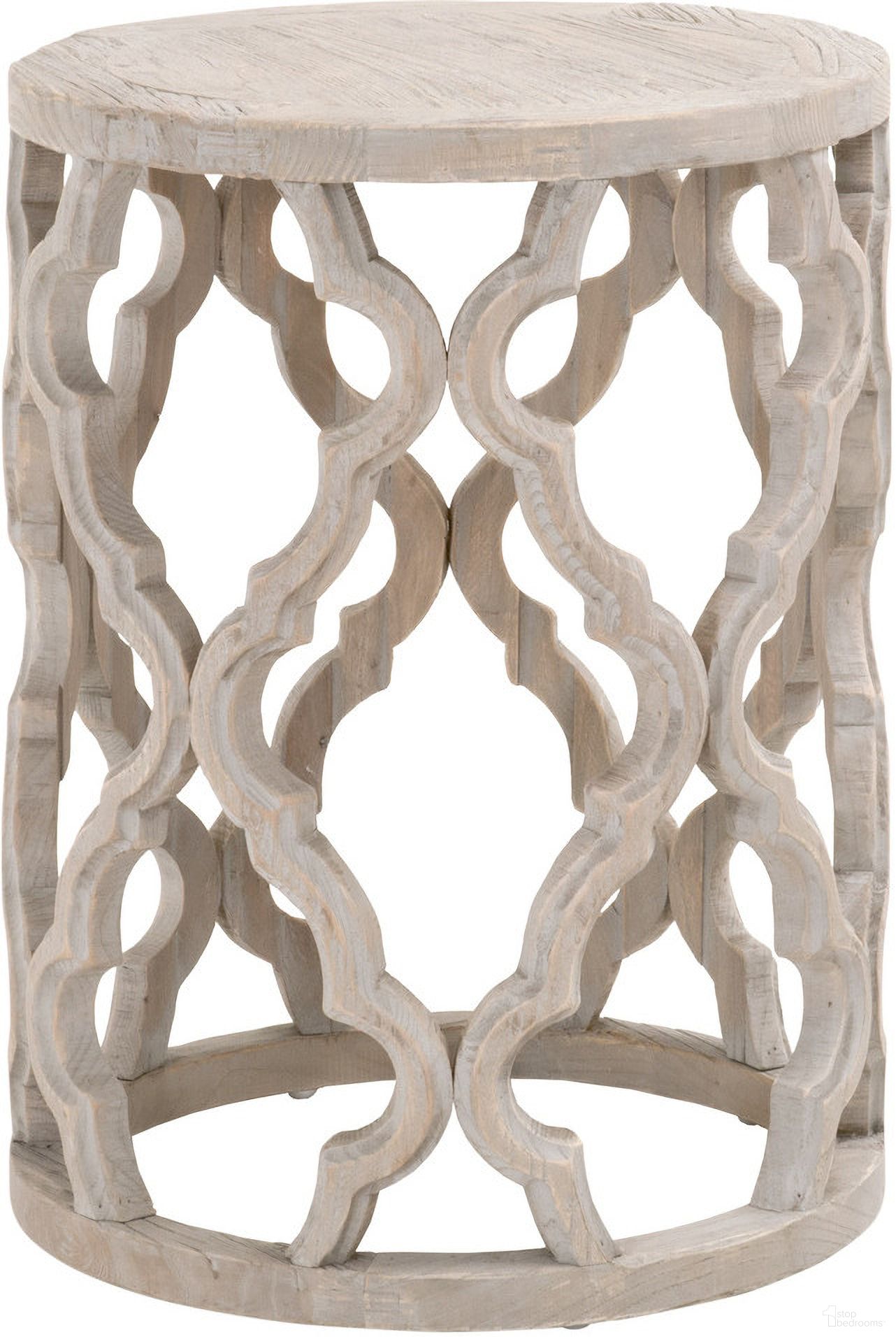 The appearance of Bella Antique Clover End Table In Smoke Gray Elm designed by Essentials For Living in the transitional interior design. This smoke gray elm piece of furniture was selected by 1StopBedrooms from Bella Antique Collection to add a touch of cosiness and style into your home. Sku: 8028.SGRY-ELM. Material: Solid Reclaimed Elm.