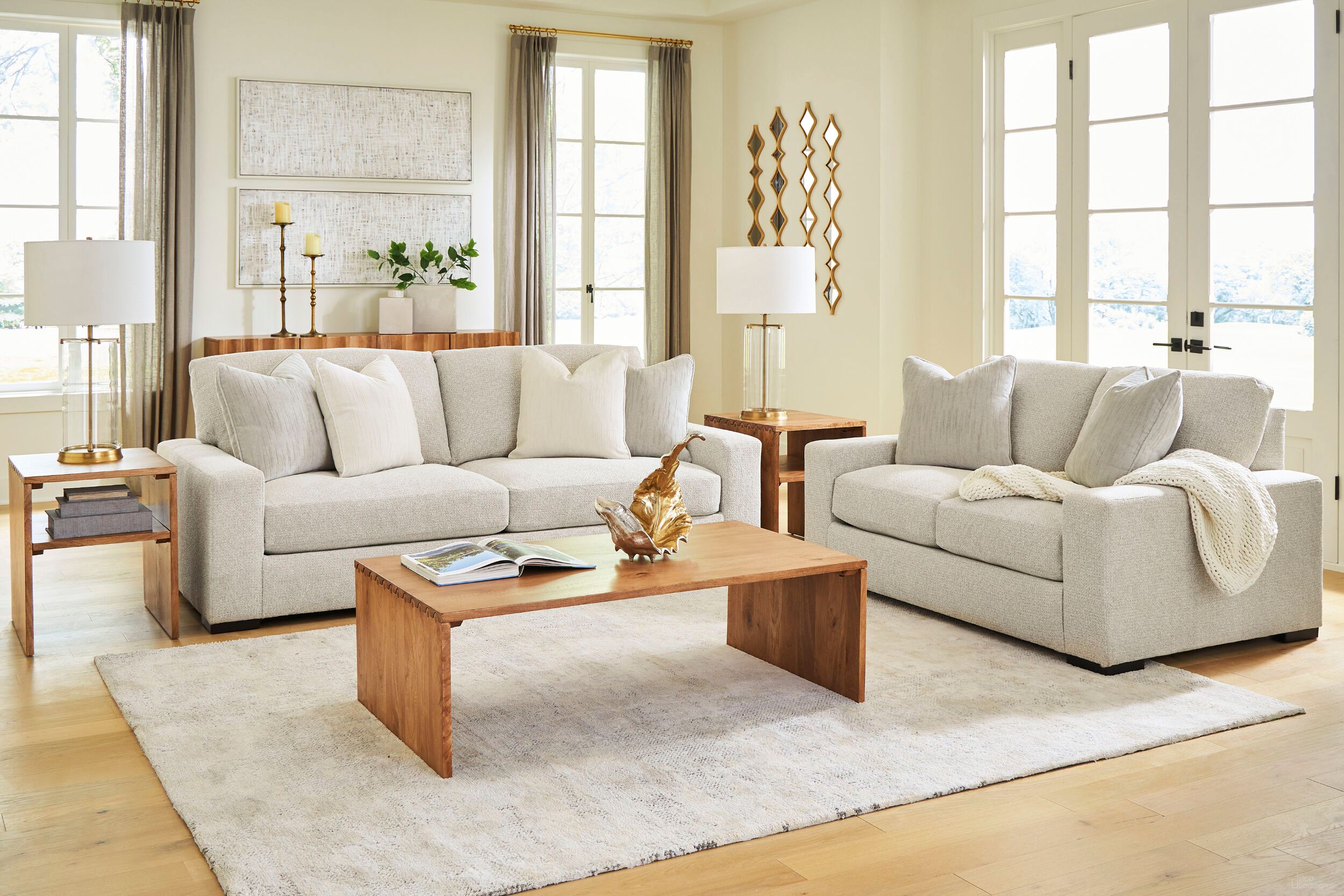 The appearance of Cloverview Living Room Set In Linen designed by Signature Design by Ashley in the modern / contemporary interior design. This linen piece of furniture was selected by 1StopBedrooms from Cloverview Collection to add a touch of cosiness and style into your home. Sku: NC8131038;NC8131035. Material: Fabric.