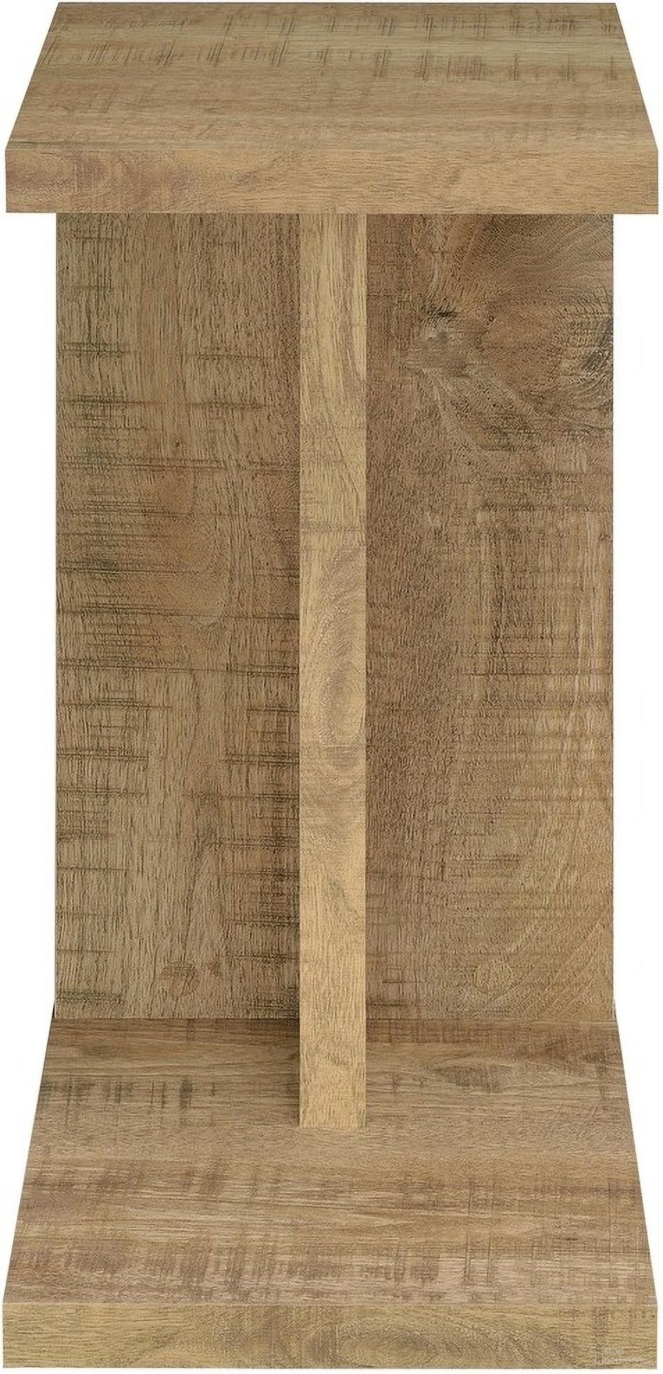 The appearance of Clower Engineered Wood C-Shaped Sofa Side Table In Mango designed by Coaster in the transitional interior design. This mango piece of furniture  was selected by 1StopBedrooms from Clower Collection to add a touch of cosiness and style into your home. Sku: 930277. Material: MDF.