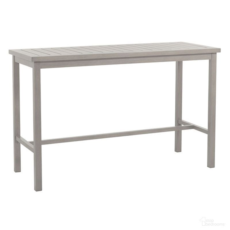 The appearance of Club Aluminum Bar Table In Oyster designed by Summer Classics in the transitional interior design. This oyster piece of furniture  was selected by 1StopBedrooms from Club Aluminum Collection to add a touch of cosiness and style into your home. Sku: 332724. Material: Aluminum.