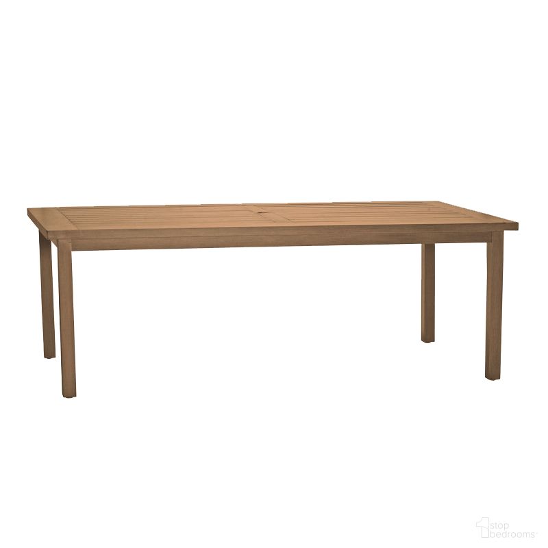 The appearance of Club Aluminum Rectangular Dining Table In Oak designed by Summer Classics in the transitional interior design. This oak piece of furniture was selected by 1StopBedrooms from Club Aluminum Collection to add a touch of cosiness and style into your home. Sku: 334260. Table Base Style: Legs. Material: Aluminum. Table Top Shape: Rectangular. Size: 43" x 86".