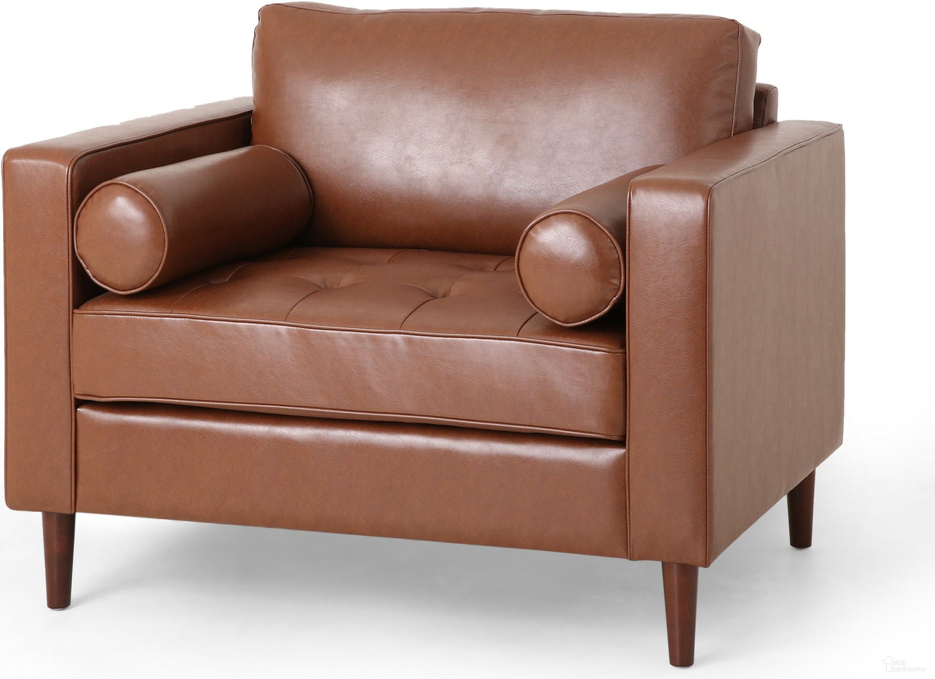 The appearance of Club Chair with Button-Tufted Seat and Bolster Pillow In Light Brown designed by Noble House in the modern / contemporary interior design. This light brown piece of furniture was selected by 1StopBedrooms from to add a touch of cosiness and style into your home. Sku: 72623.00COGN. Material: Faux Leather.