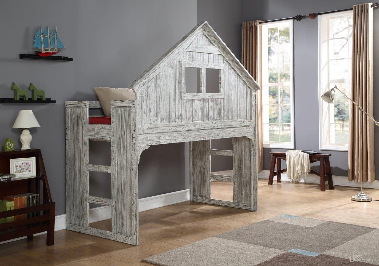 The appearance of Clubhouse Driftwood designed by DONCO kids in the rustic / southwestern interior design. This driftwood piece of furniture was selected by 1StopBedrooms from to add a touch of cosiness and style into your home. Sku: 007D. Material: Wood. Bed Type: Loft Bed.