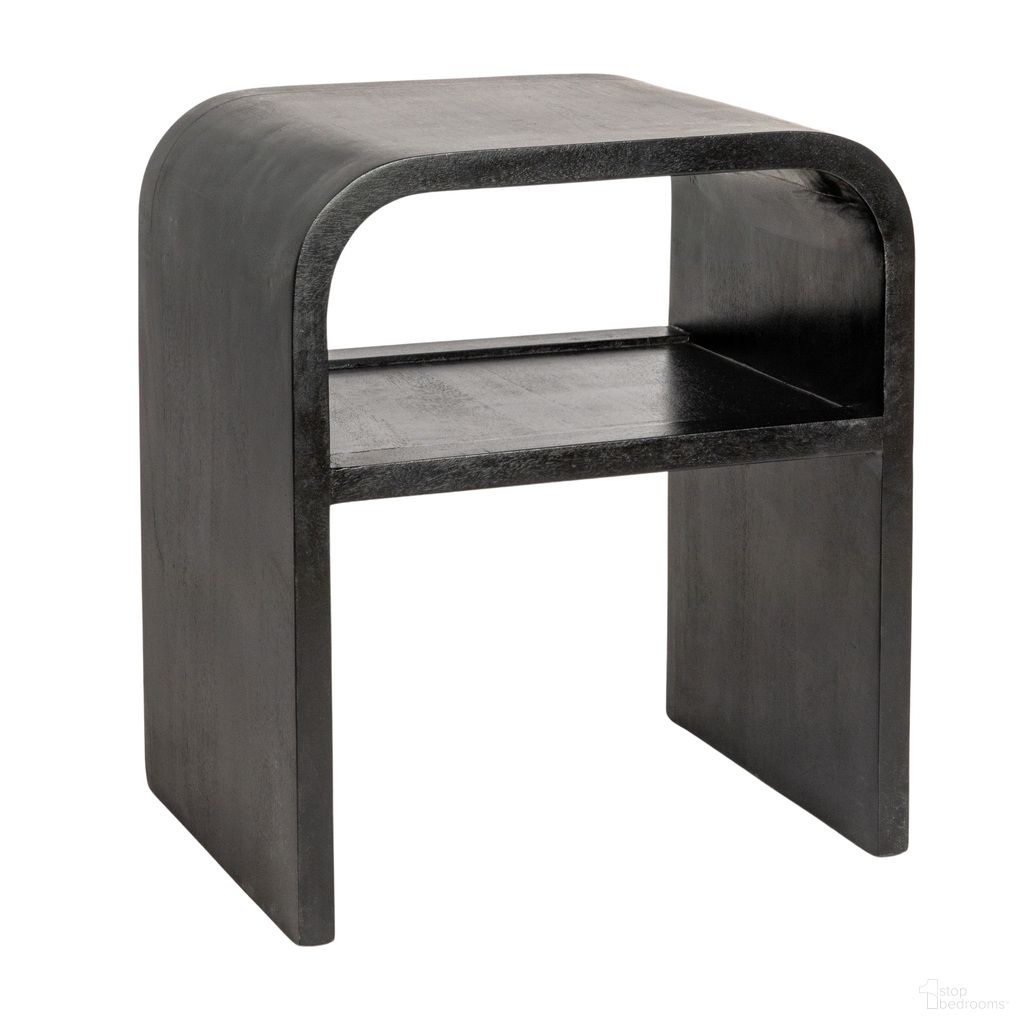 The appearance of Clyde Waterfall Edge Mango Wood End Table In Black designed by Rowena Interiors in the modern / contemporary interior design. This black piece of furniture was selected by 1StopBedrooms from Clyde Collection to add a touch of cosiness and style into your home. Sku: EC1719. Material: Mango Wood.