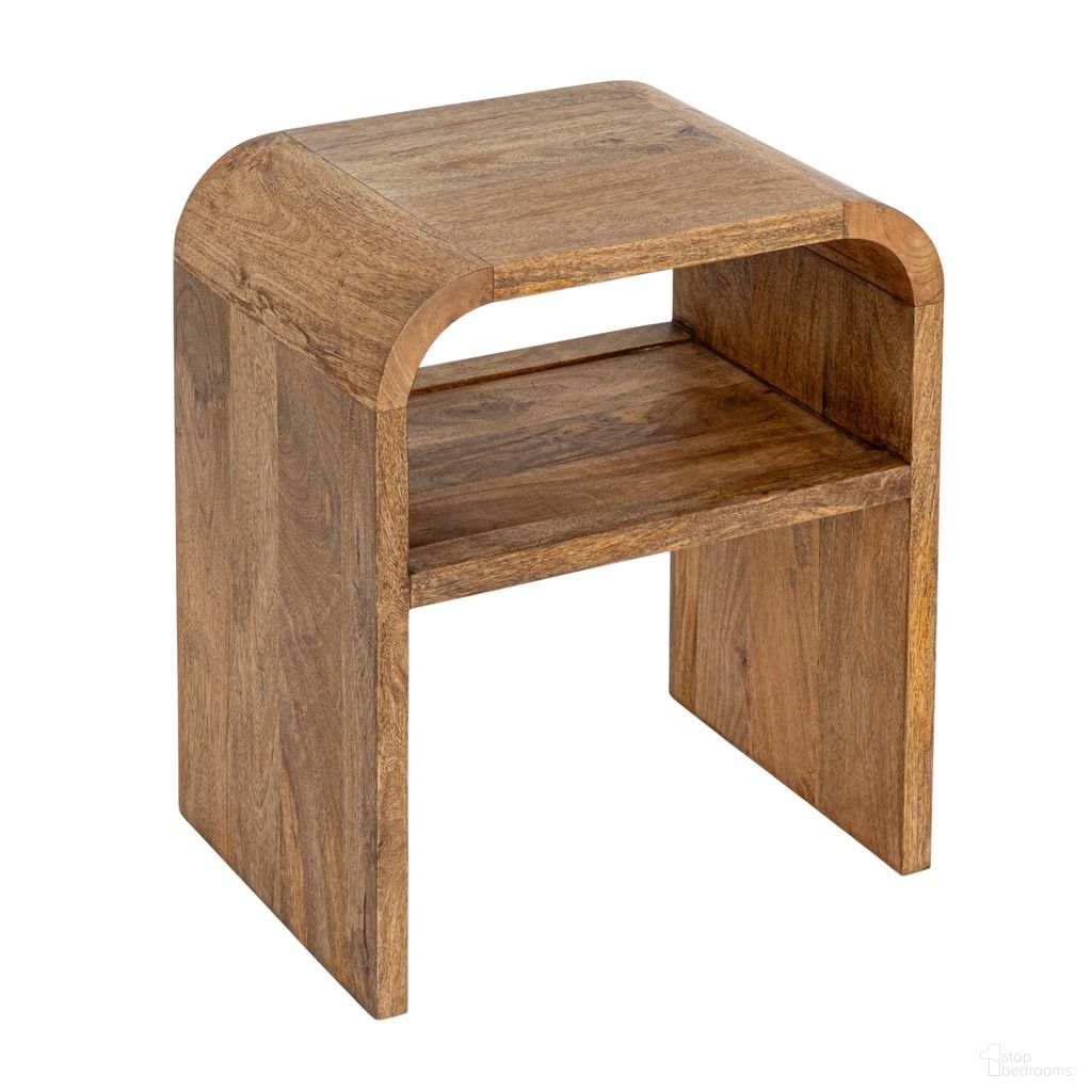 The appearance of Clyde Waterfall Edge Mango Wood End Table In Natural designed by Rowena Interiors in the rustic / southwestern interior design. This natural piece of furniture was selected by 1StopBedrooms from Clyde Collection to add a touch of cosiness and style into your home. Sku: EC1722. Material: Mango Wood.