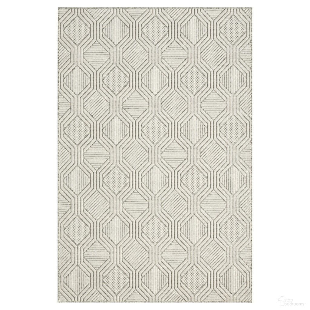 Clyro Geometric Power-Loomed Indoor/Outdoor Area Rug In Ivory and Gray