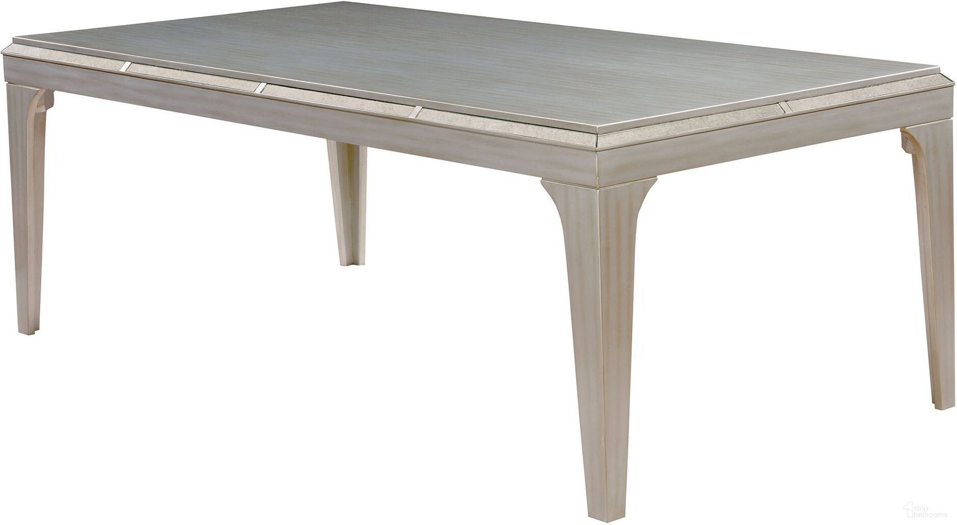 The appearance of Diocles Silver Rectangular Dining Table designed by Furniture of America in the modern / contemporary interior design. This silver piece of furniture was selected by 1StopBedrooms from Diocles Collection to add a touch of cosiness and style into your home. Sku: CM3020T. Table Base Style: Legs. Material: Glass. Table Top Shape: Rectangular. Size: 42".