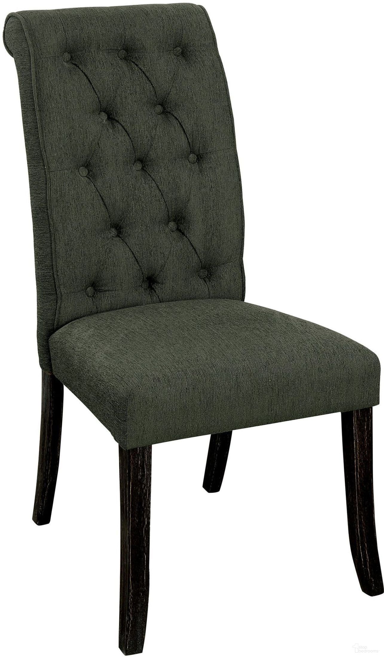 The appearance of Sania Iii Antique Black and Gray Side Chair Set of 2 designed by Furniture of America in the transitional interior design. This black piece of furniture  was selected by 1StopBedrooms from Sania Iii Collection to add a touch of cosiness and style into your home. Sku: CM3564GY-SC-2PK. Material: Fabric. Chair Type: Side Chair.