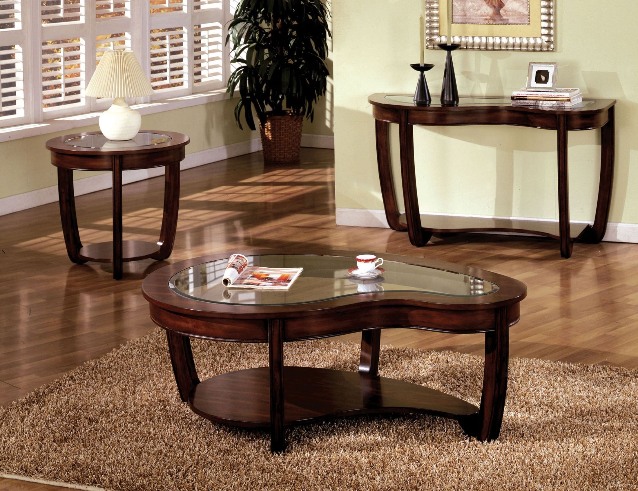 Crystal Falls Dark Cherry Occasional Table Set