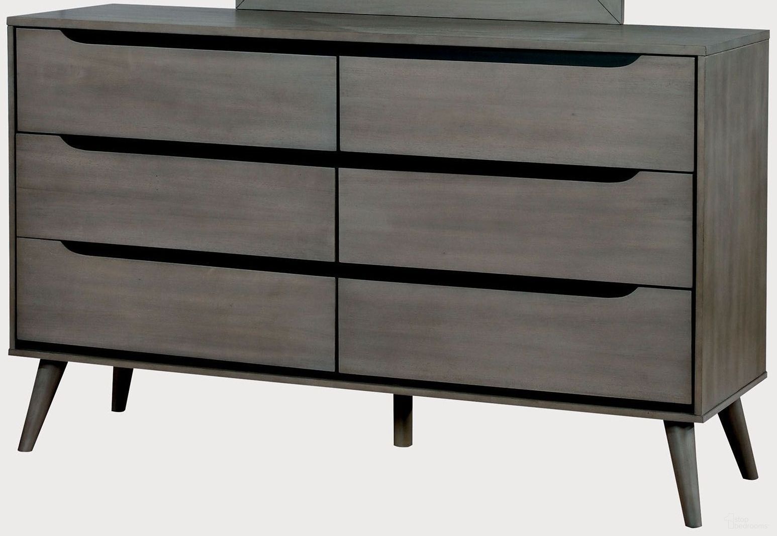 The appearance of Lennart Gray Dresser designed by Furniture of America in the transitional interior design. This gray piece of furniture was selected by 1StopBedrooms from Lennart Collection to add a touch of cosiness and style into your home. Sku: CM7386GY-D. Material: Wood.