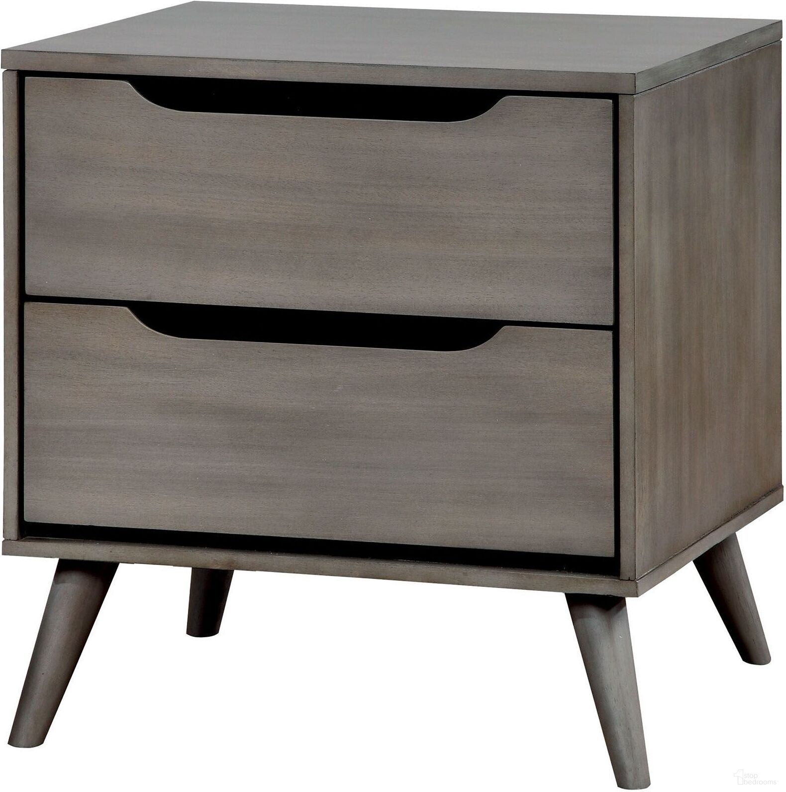The appearance of Lennart Gray Nightstand designed by Furniture of America in the transitional interior design. This gray piece of furniture was selected by 1StopBedrooms from Lennart Collection to add a touch of cosiness and style into your home. Sku: CM7386GY-N. Material: Wood.