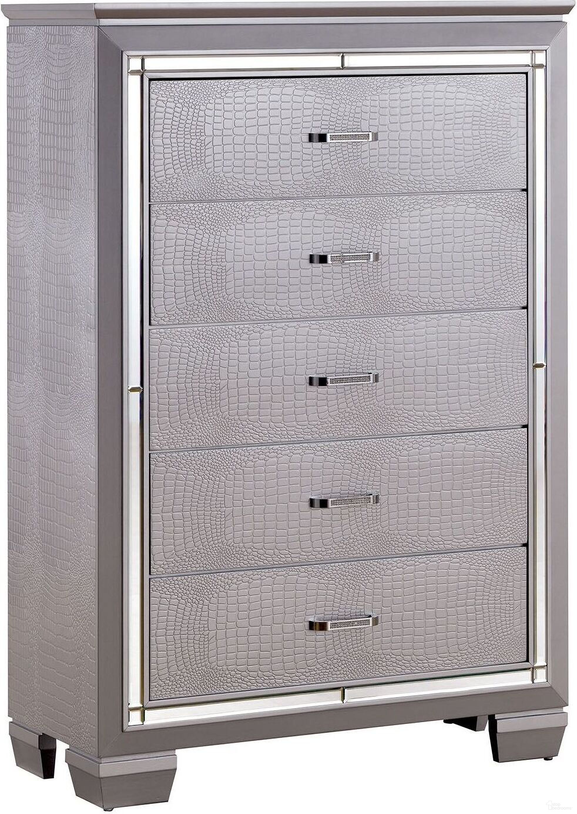 The appearance of Bellanova Silver Chest designed by Furniture of America in the modern / contemporary interior design. This silver piece of furniture was selected by 1StopBedrooms from Bellanova Collection to add a touch of cosiness and style into your home. Sku: CM7979SV-C. Material: Wood.