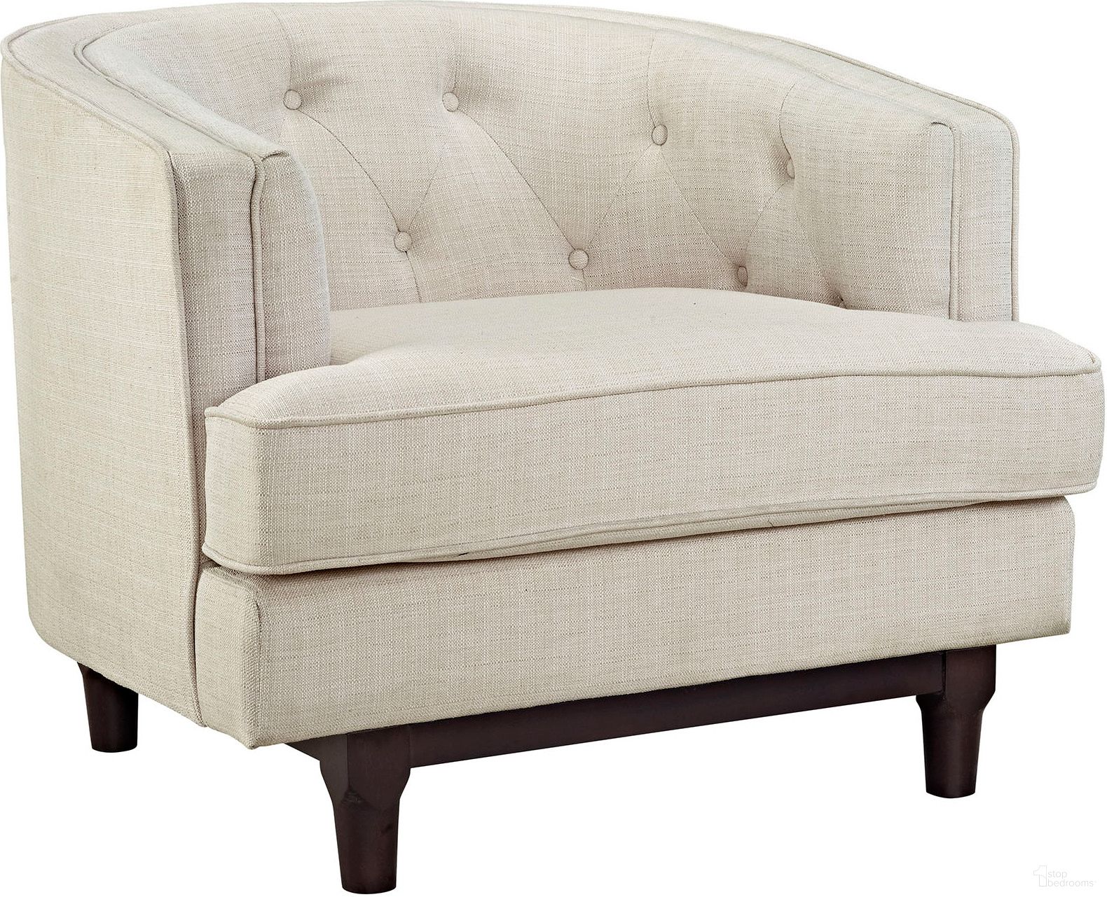 The appearance of Coast Beige Upholstered Fabric Arm Chair designed by Modway in the modern / contemporary interior design. This beige piece of furniture was selected by 1StopBedrooms from Coast Collection to add a touch of cosiness and style into your home. Sku: EEI-2130-BEI. Material: Wood.