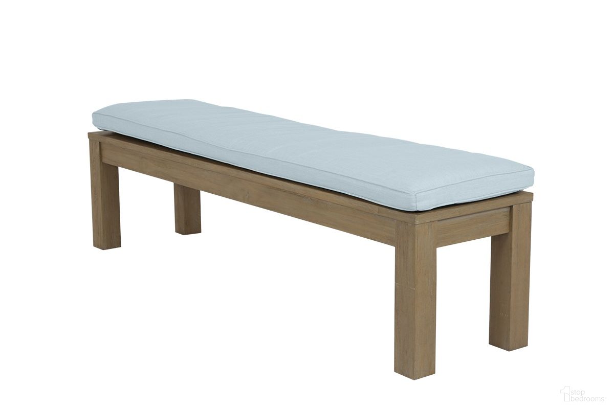 The appearance of Coastal Teak Dining Bench in Canvas Skyline designed by Sunset West in the transitional interior design. This canvas skyline piece of furniture was selected by 1StopBedrooms from Coastal Teak Collection to add a touch of cosiness and style into your home. Sku: SW5501-BNCH-14091. Material: Teak.