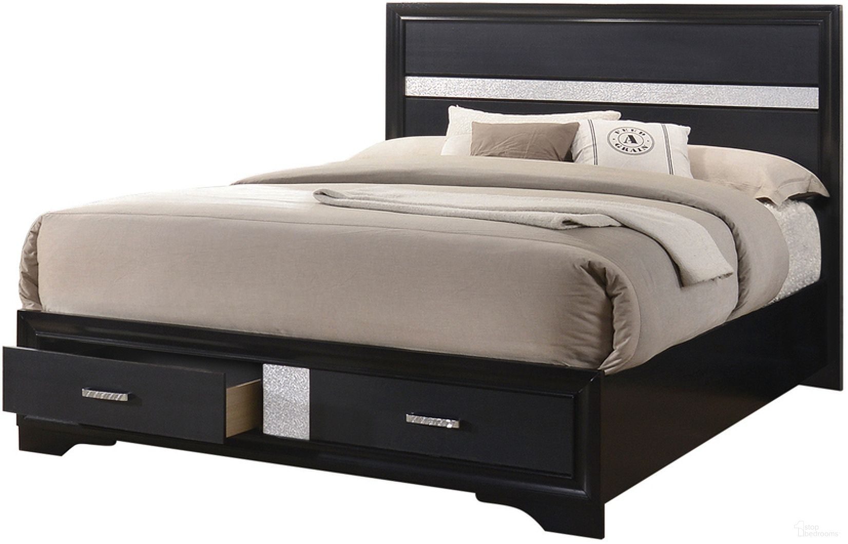 Miranda California King 2-drawer Storage Bed Black