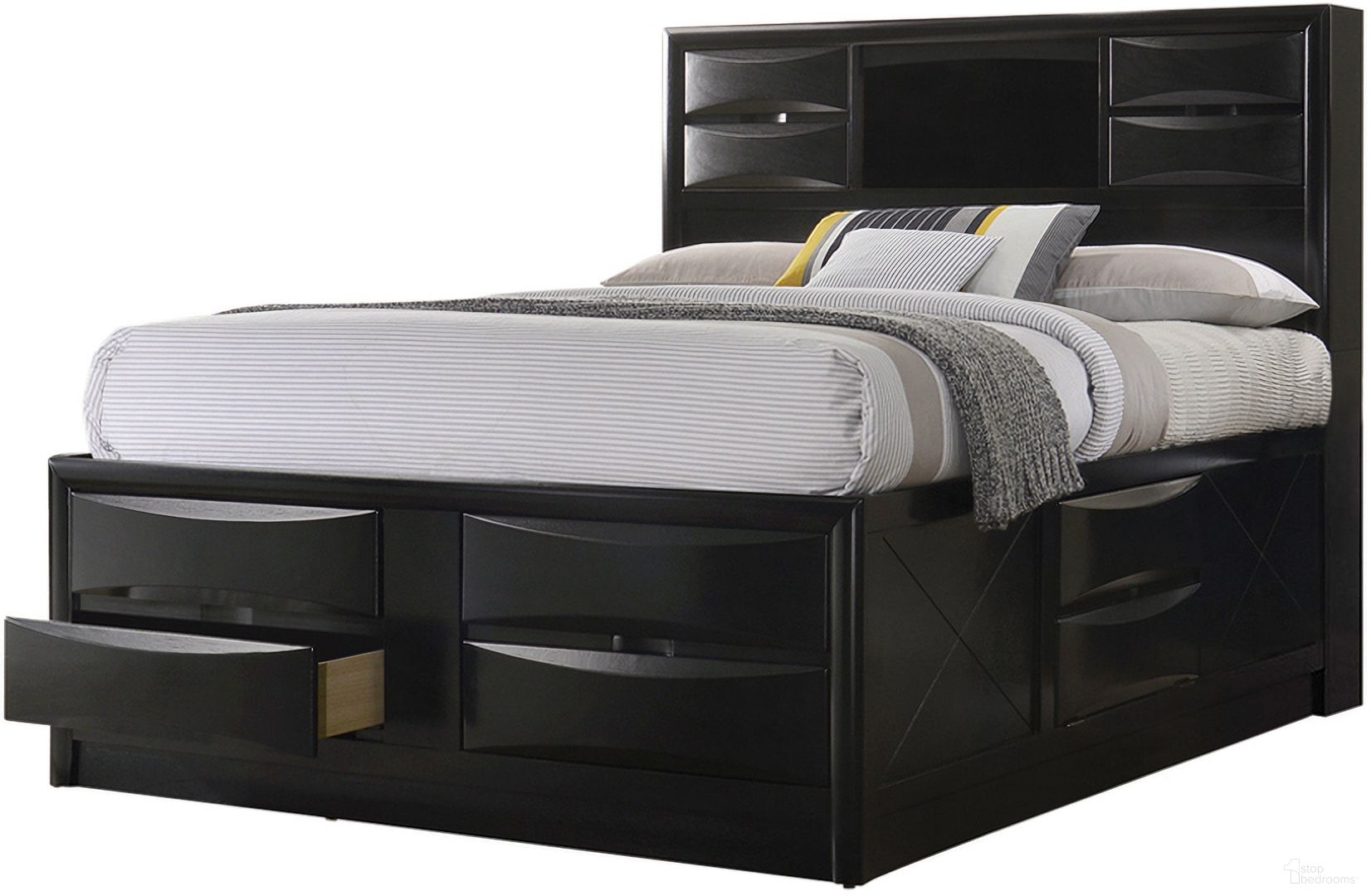 The appearance of Briana California King Platform Storage Bed Black designed by Coaster in the transitional interior design. This black piece of furniture  was selected by 1StopBedrooms from Briana Collection to add a touch of cosiness and style into your home. Sku: 202701KWB1;202701KWB2;202701KWB3. Bed Type: Storage Bed. Material: Wood. Bed Size: California King.