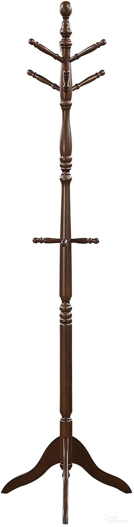 The appearance of Manny Coat Rack In Brown designed by Homelegance in the traditional interior design. This brown piece of furniture was selected by 1StopBedrooms from Manny Collection to add a touch of cosiness and style into your home. Sku: 4638DBR. Material: Wood.