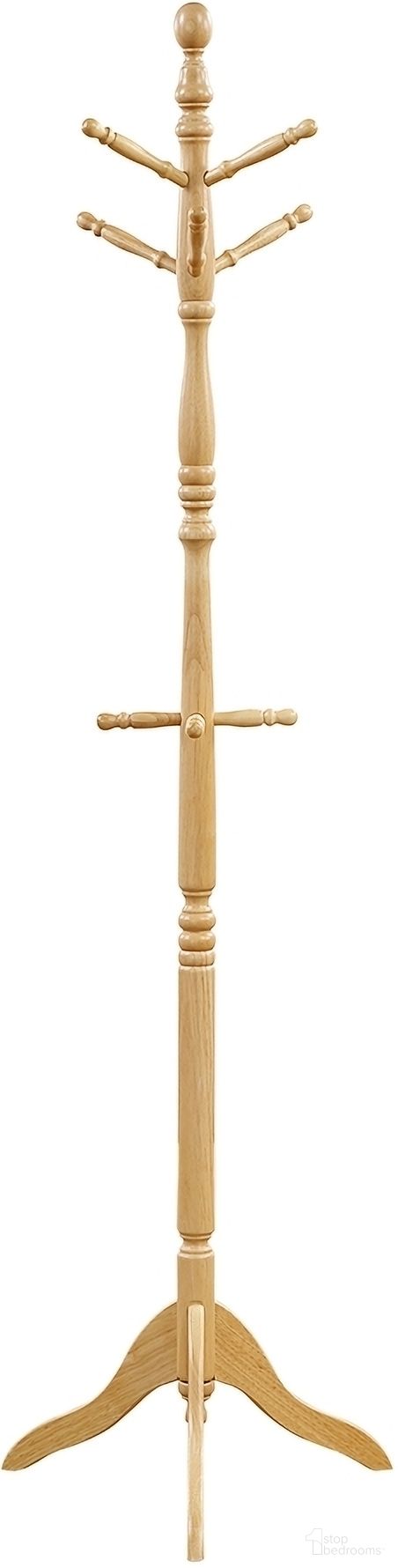 The appearance of Manny Coat Rack In Natural designed by Homelegance in the traditional interior design. This natural piece of furniture  was selected by 1StopBedrooms from Manny Collection to add a touch of cosiness and style into your home. Sku: 4638NTL. Material: Wood.