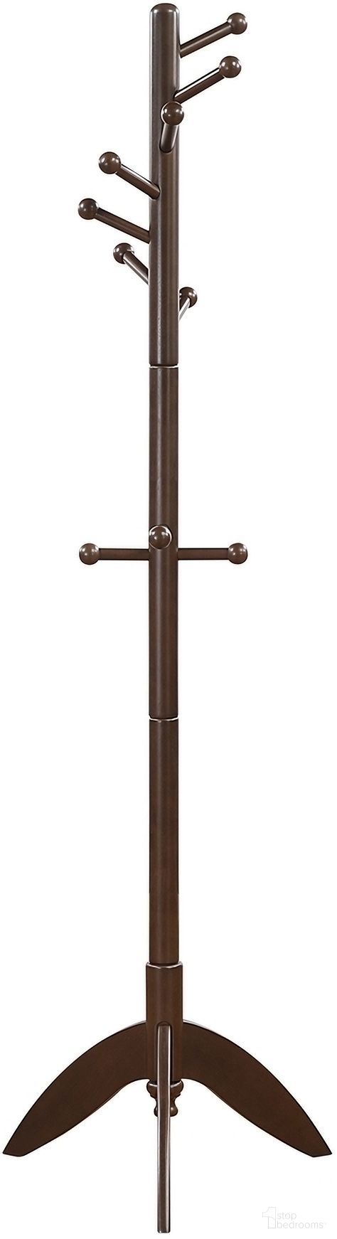 The appearance of Moe Coat Rack In Brown designed by Homelegance in the traditional interior design. This brown piece of furniture was selected by 1StopBedrooms from Moe Collection to add a touch of cosiness and style into your home. Sku: 4639DBR. Material: Wood.