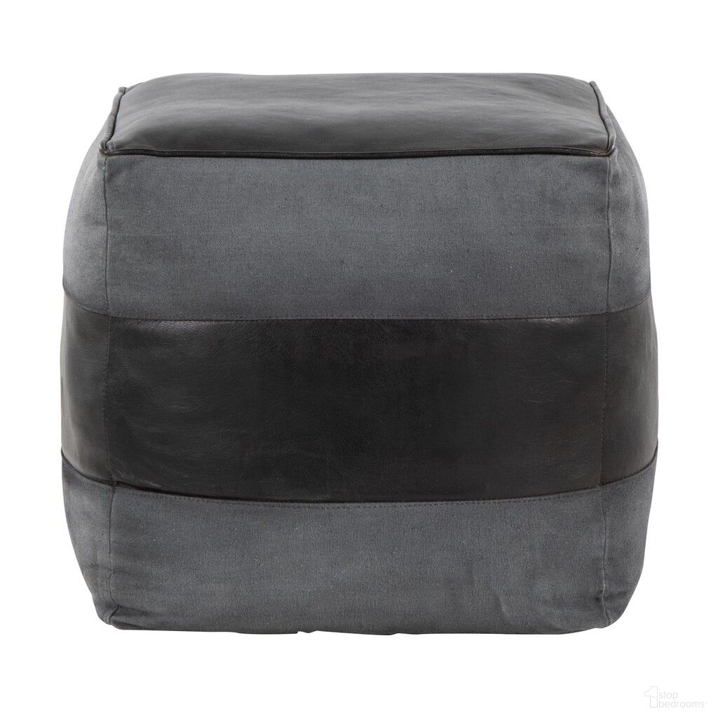 The appearance of Cobbler Canvas Pouf In Black Leather and Grey Canvas designed by Lumisource in the industrial interior design. This black leather and grey canvas piece of furniture  was selected by 1StopBedrooms from Cobbler Collection to add a touch of cosiness and style into your home. Sku: OT-COBBLER-CV BKGY. Material: Fabric.