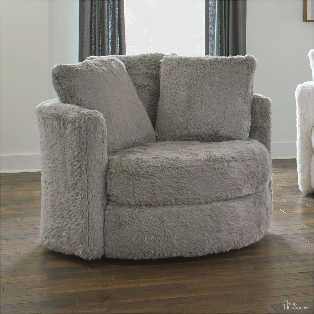 The appearance of Cochrane Swivel Chair In Gray designed by Furniture of America in the modern / contemporary interior design. This gray piece of furniture  was selected by 1StopBedrooms from Cochrane Collection to add a touch of cosiness and style into your home. Sku: SM5122-CH. Material: Chenille.