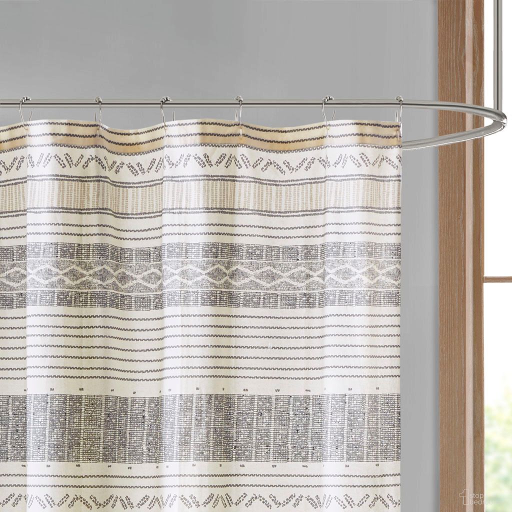 The appearance of Cody Cotton Stripe Printed Shower Curtain with Tassel In Gray and Yellow designed by Olliix in the modern / contemporary interior design. This gray/yellow piece of furniture  was selected by 1StopBedrooms from Cody Collection to add a touch of cosiness and style into your home. Sku: II70-1284. Material: Cotton.