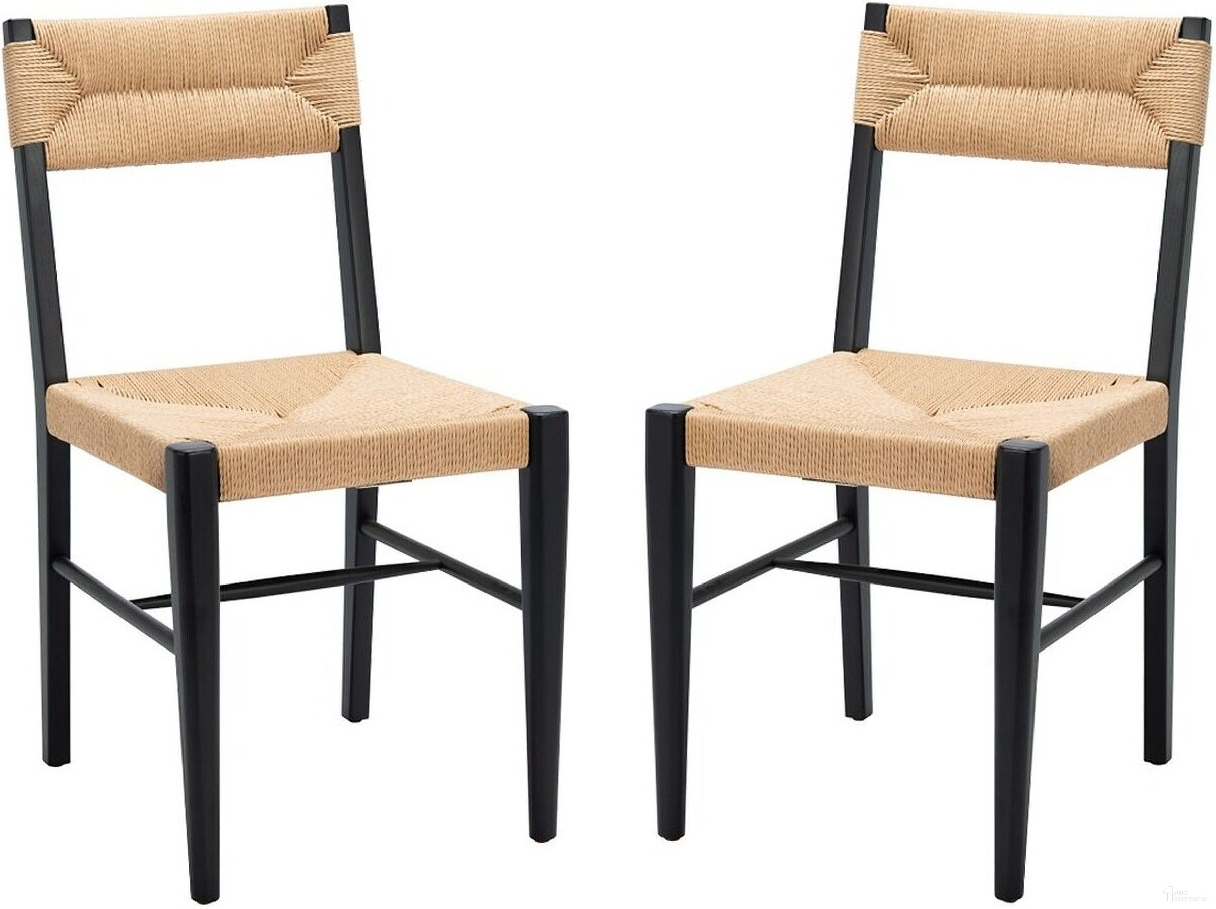 The appearance of Cody Rattan Dining Chair Set of 2 In Black And Natural designed by Safavieh Couture in the modern / contemporary interior design. This black and natural piece of furniture  was selected by 1StopBedrooms from Cody Collection to add a touch of cosiness and style into your home. Sku: SFV4104A-SET2. Material: Wood. Chair Type: Side Chair.