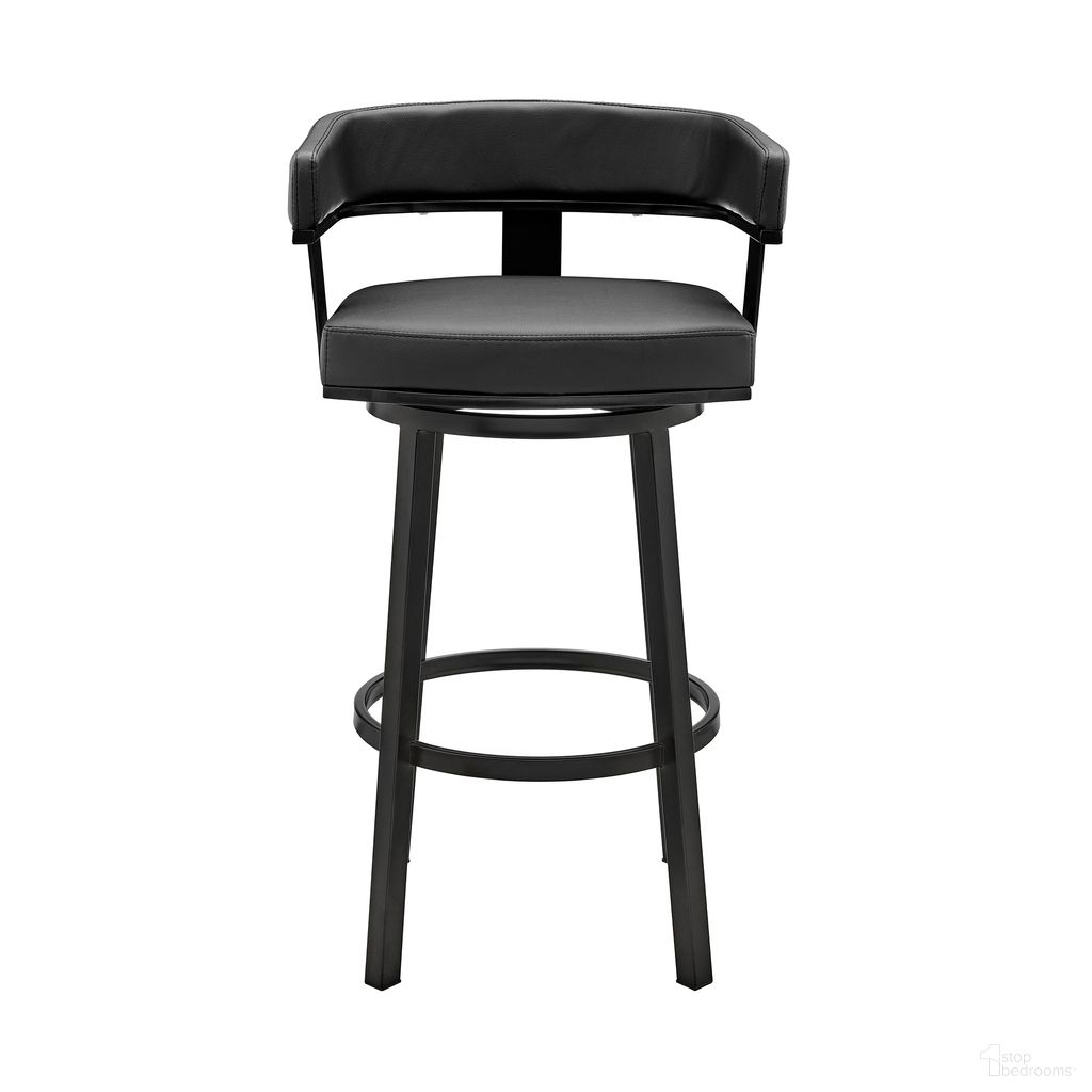 The appearance of Cohen 26 Inch Counter Height Swivel Bar Stool In Black Finish and Black Faux Leather designed by Armen Living in the modern / contemporary interior design. This black piece of furniture  was selected by 1StopBedrooms from Cohen Collection to add a touch of cosiness and style into your home. Sku: 721535761920. Material: Stainless Steel.