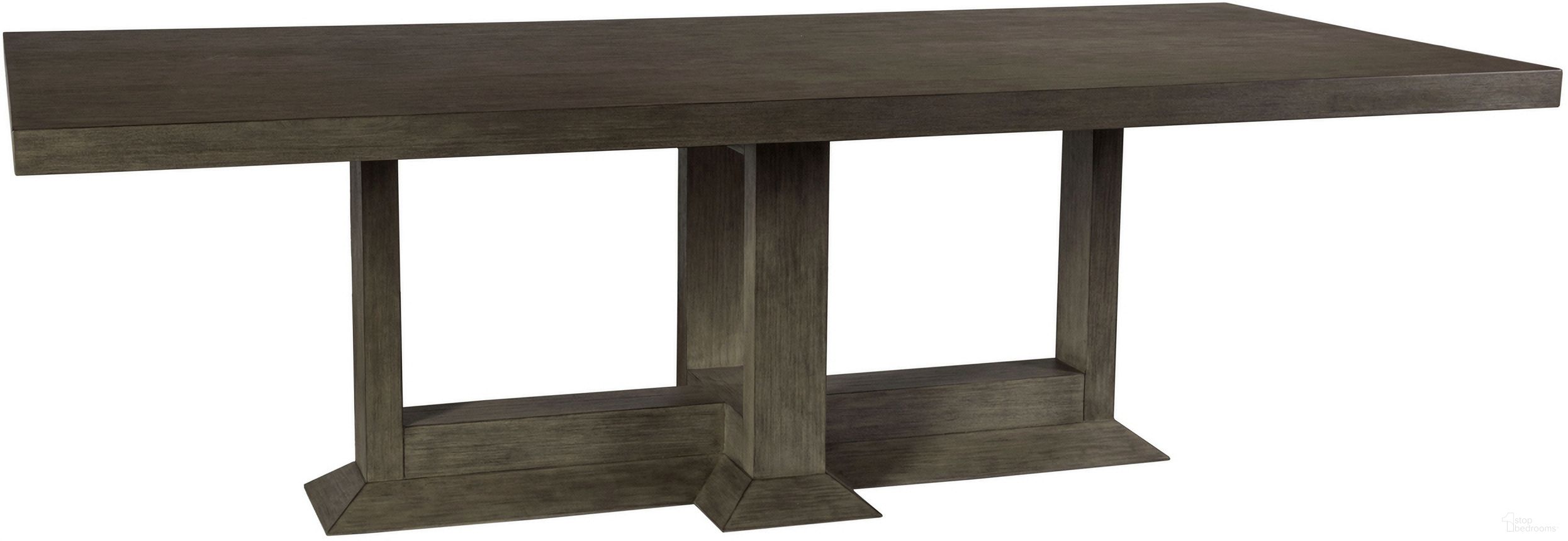 The appearance of Cohesion Program Emissary Rectangular Dining Table In Grigio designed by Artistica Home in the transitional interior design. This grigio piece of furniture  was selected by 1StopBedrooms from Cohesion Program Collection to add a touch of cosiness and style into your home. Sku: 2223-877C-41. Table Base Style: Trestle. Material: Wood. Table Top Shape: Rectangular. Size: 44" x 96".