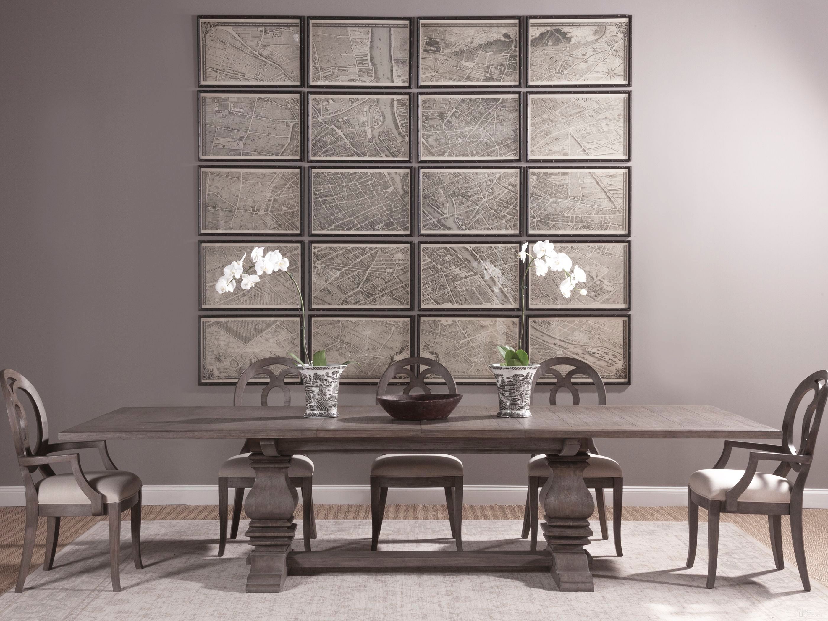 The appearance of Cohesion Program Grigio Axiom Extendable Rectangular Dining Room Set designed by Artistica Home in the traditional interior design. This grigio piece of furniture  was selected by 1StopBedrooms from Cohesion Program Collection to add a touch of cosiness and style into your home. Sku: 2005-877C-41;2005-880-41-01. Table Base Style: Trestle. Material: Wood. Table Top Shape: Rectangular. Size: 48" x 88".