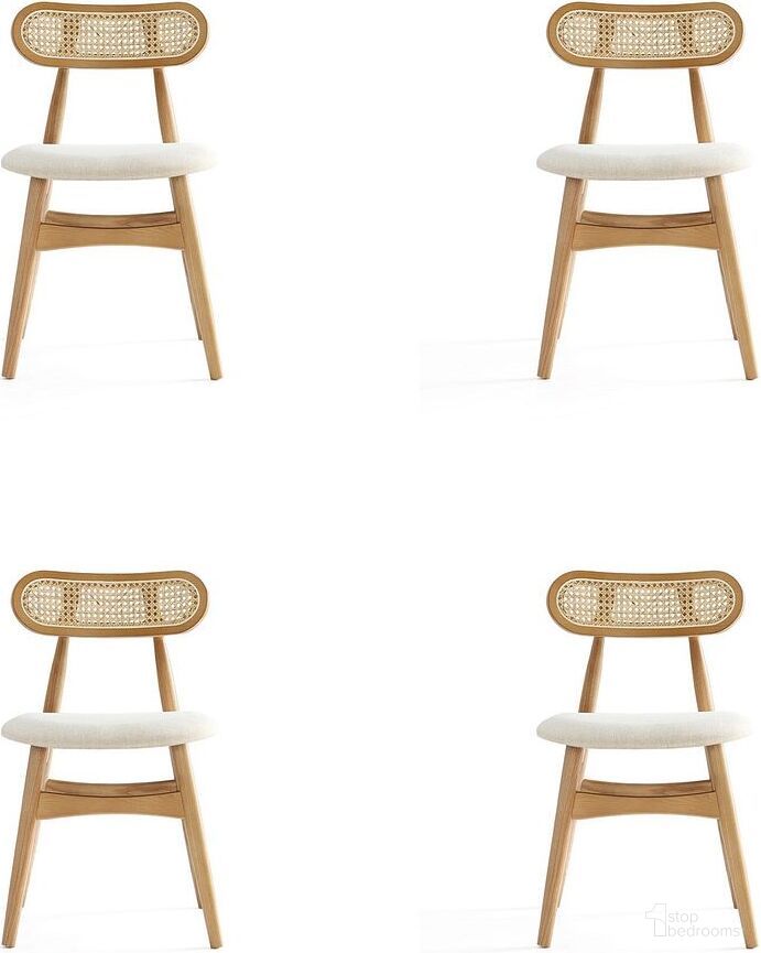 The appearance of Colbert Dining Chair In Nature And Cane With Oatmeal Upholstered Seating Set of 4 designed by Manhattan Comfort in the industrial interior design. This nature piece of furniture was selected by 1StopBedrooms from Colbert Collection to add a touch of cosiness and style into your home. Sku: DCCA02-OM;DCCA02-OM. Material: Wood. Chair Type: Side Chair.