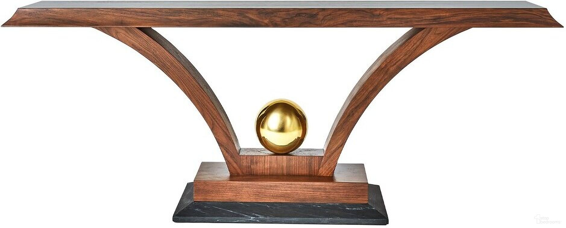 The appearance of Colby Console In Walnut and Black designed by Global Views in the modern / contemporary interior design. This walnut and black piece of furniture  was selected by 1StopBedrooms from  to add a touch of cosiness and style into your home. Sku: EN220007. Material: Brass.