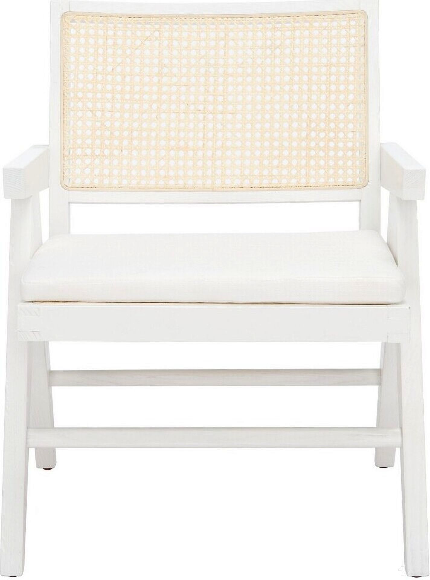 The appearance of Colette Rattan Accent Chair In White And Natural designed by Safavieh Couture in the rustic / southwestern interior design. This white and natural piece of furniture  was selected by 1StopBedrooms from Colette Collection to add a touch of cosiness and style into your home. Sku: SFV4135C. Material: Wood.