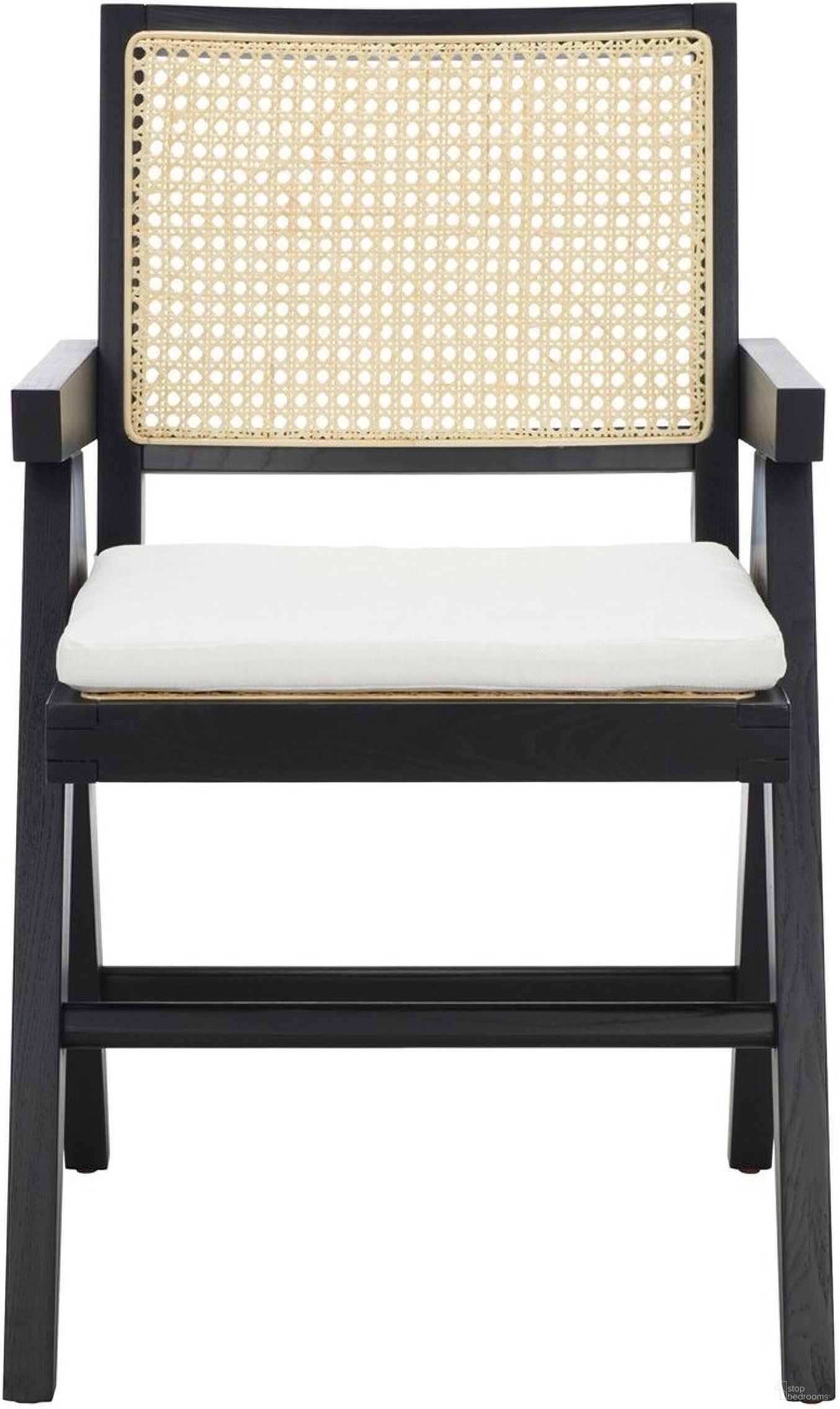 The appearance of Colette Rattan Armchair In Black and Natural designed by Safavieh Couture in the coastal interior design. This black and natural piece of furniture  was selected by 1StopBedrooms from Colette Collection to add a touch of cosiness and style into your home. Sku: SFV4136A. Material: Wood. Chair Type: Arm Chair.