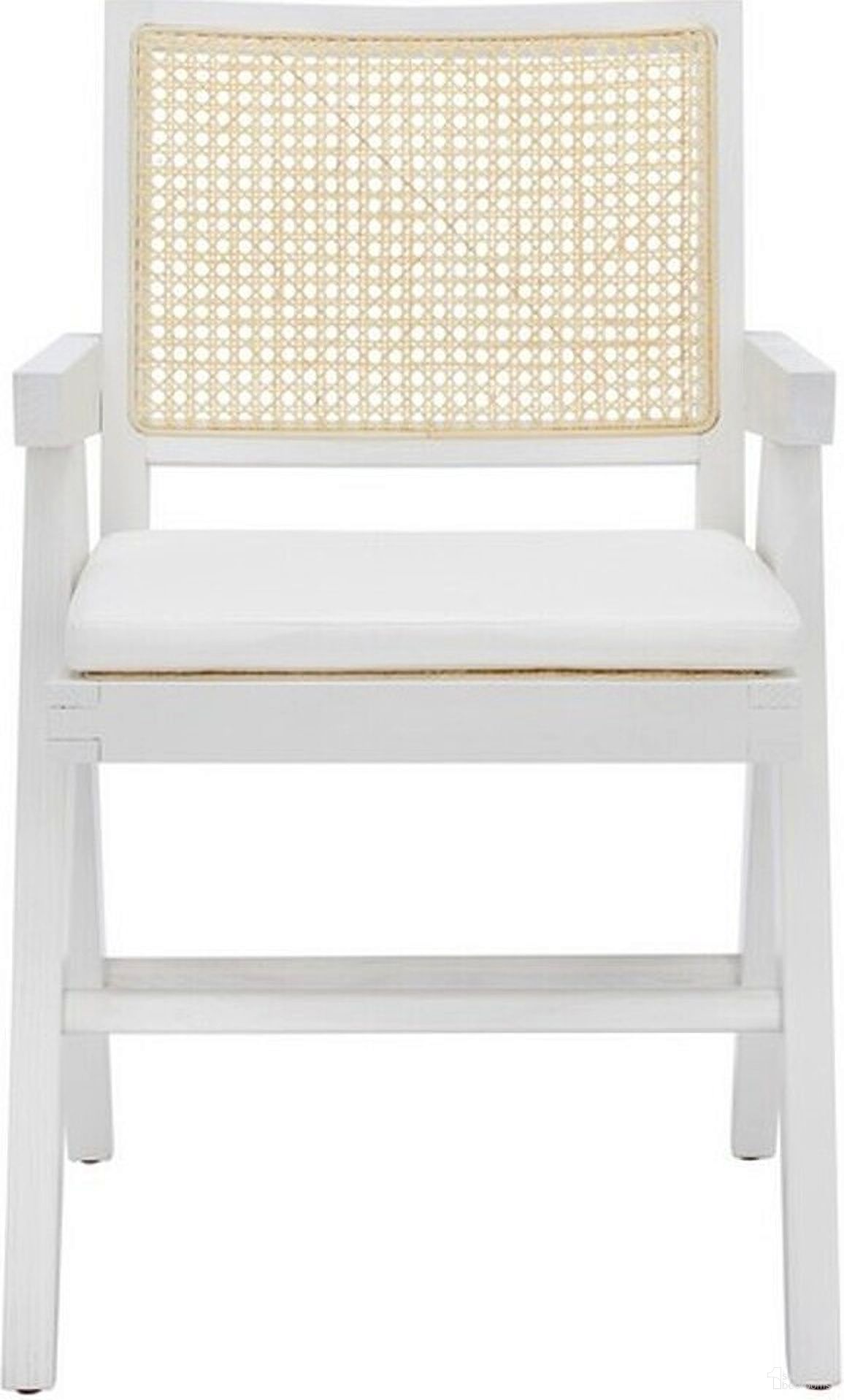 The appearance of Colette Rattan Armchair In White And Natural designed by Safavieh Couture in the coastal interior design. This white and natural piece of furniture was selected by 1StopBedrooms from Colette Collection to add a touch of cosiness and style into your home. Sku: SFV4136C. Material: Wood. Chair Type: Arm Chair.