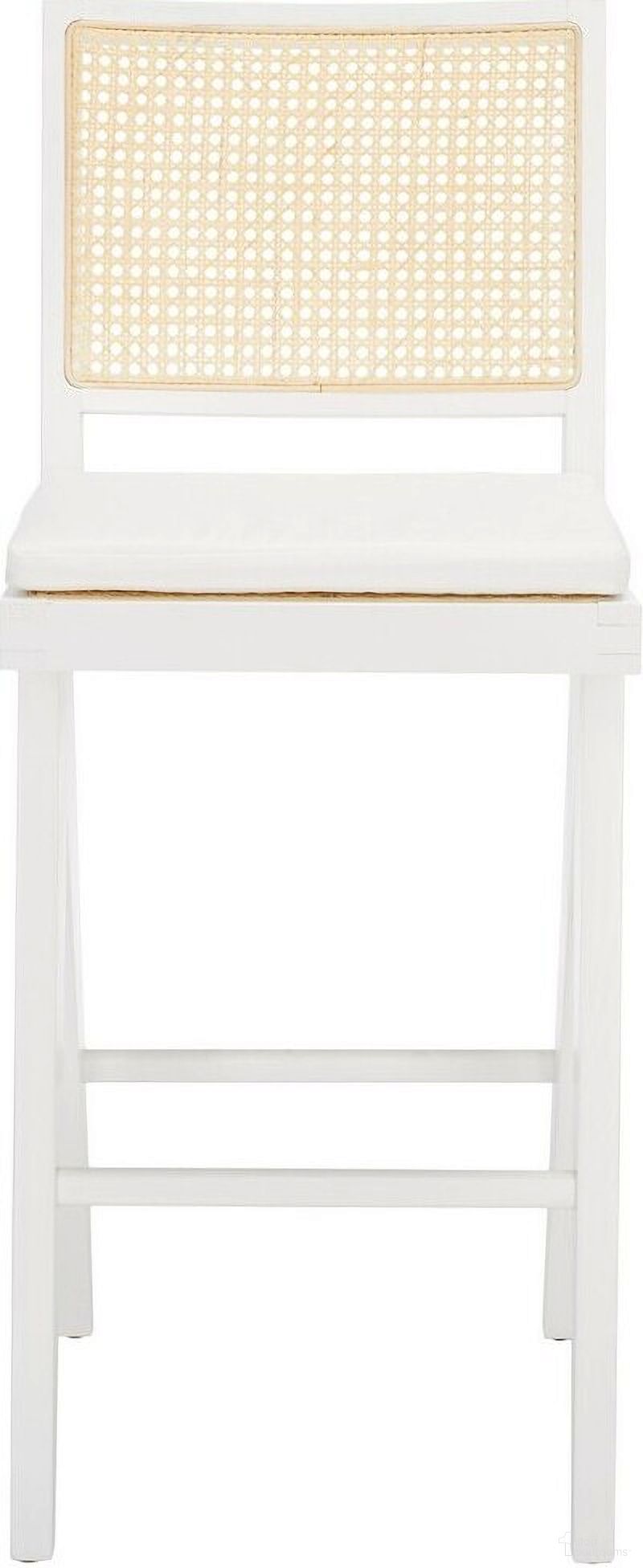 The appearance of Colette Rattan Barstool In White And Natural designed by Safavieh Couture in the coastal interior design. This white and natural piece of furniture was selected by 1StopBedrooms from Colette Collection to add a touch of cosiness and style into your home. Sku: SFV4134C. Material: Wood.