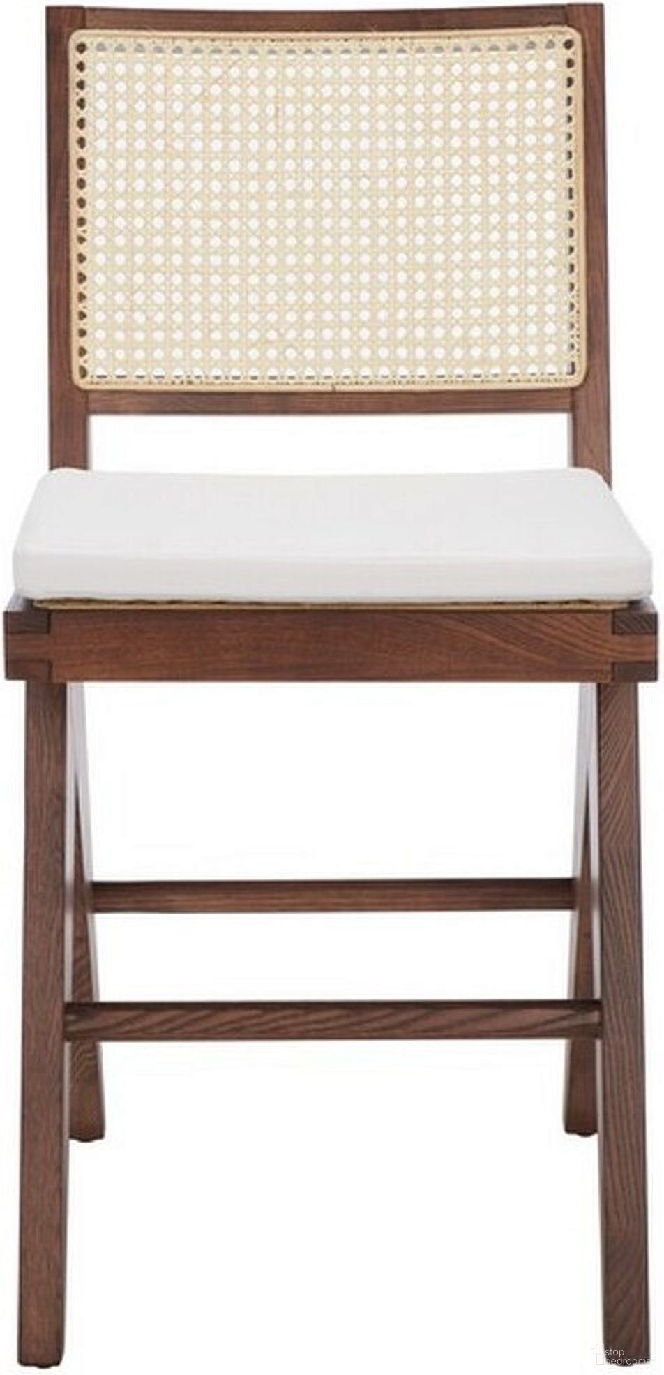 The appearance of Colette Rattan Counter Stool In Walnut And Natural designed by Safavieh Couture in the modern / contemporary interior design. This walnut piece of furniture  was selected by 1StopBedrooms from Colette Collection to add a touch of cosiness and style into your home. Sku: SFV4133D. Material: Wood.