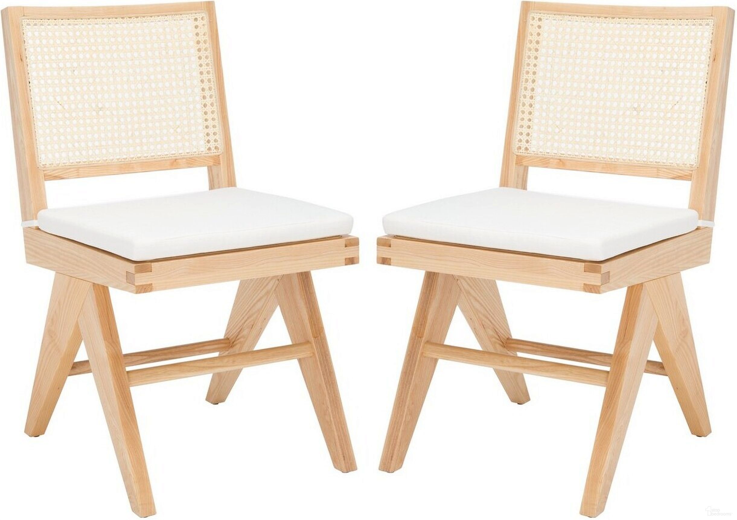 The appearance of Colette Rattan Dining Chair In Natural designed by Safavieh Couture in the modern / contemporary interior design. This natural piece of furniture  was selected by 1StopBedrooms from Colette Collection to add a touch of cosiness and style into your home. Sku: SFV4132B-SET2. Material: Wood. Chair Type: Side Chair.