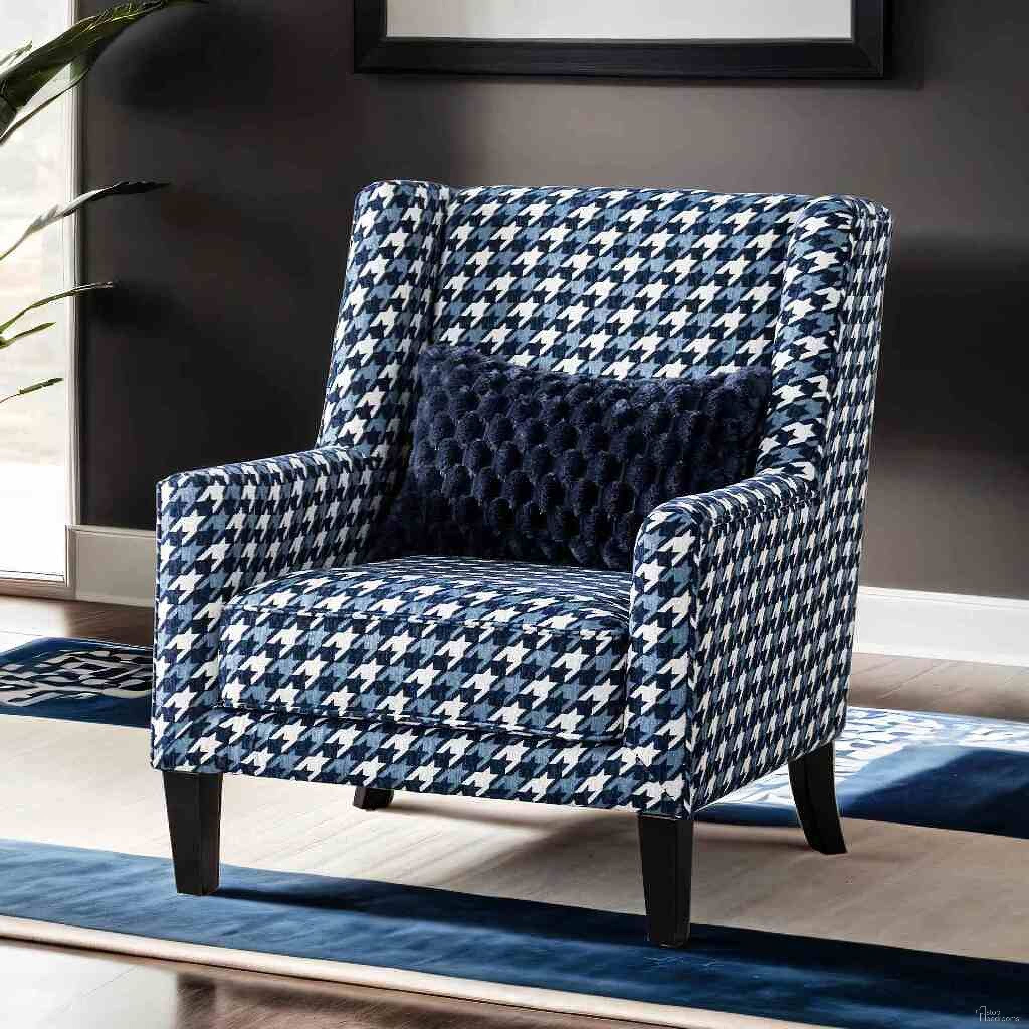 The appearance of Colindale Accent Chair In Gray and Blue designed by Furniture of America in the transitional interior design. This gray/blue piece of furniture  was selected by 1StopBedrooms from Colindale Collection to add a touch of cosiness and style into your home. Sku: FM61111BL-CH-PT. Material: Fabric.