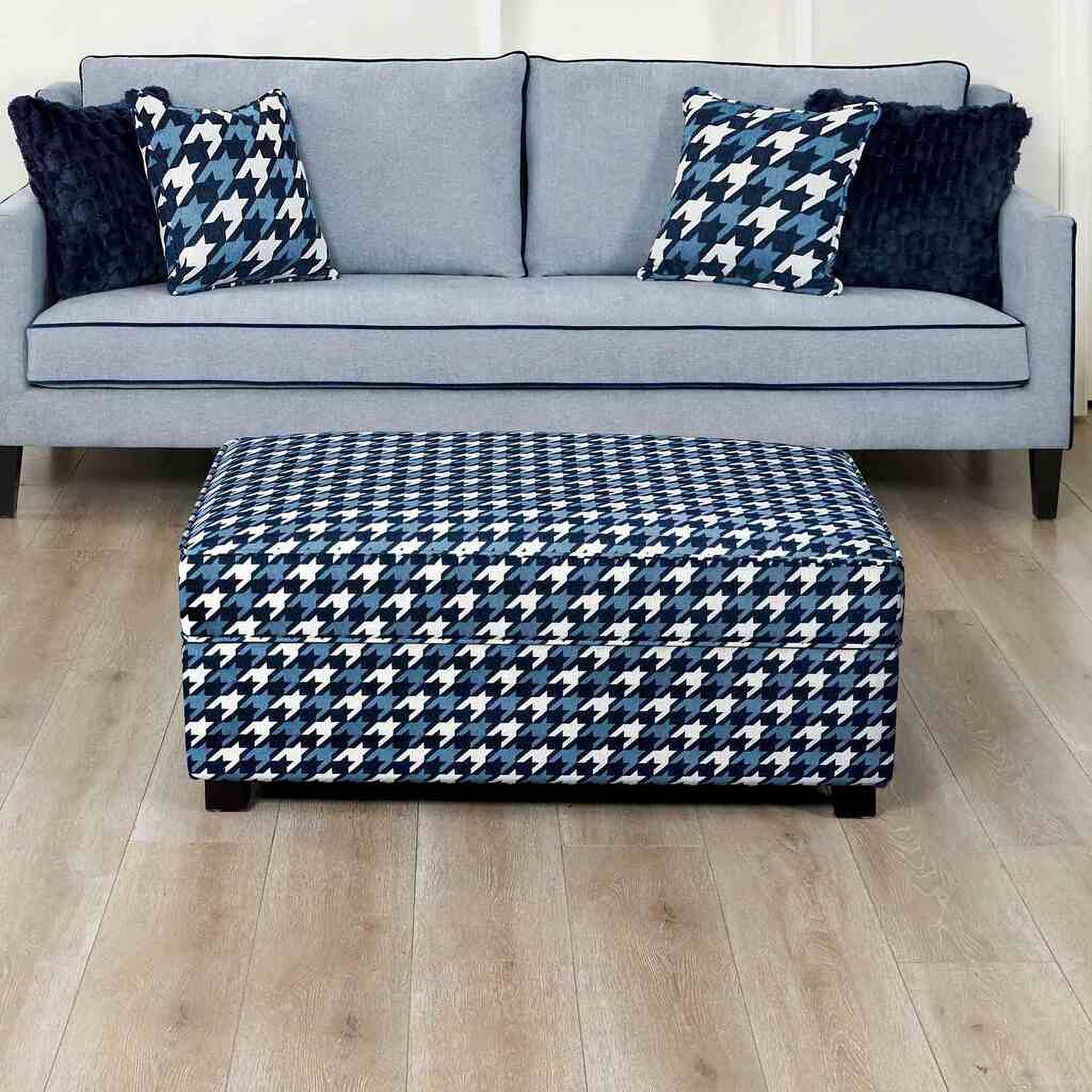 The appearance of Colindale Ottoman In Gray and Blue designed by Furniture of America in the transitional interior design. This gray/blue piece of furniture  was selected by 1StopBedrooms from Colindale Collection to add a touch of cosiness and style into your home. Sku: FM61111BL-OT-PT. Material: Fabric.