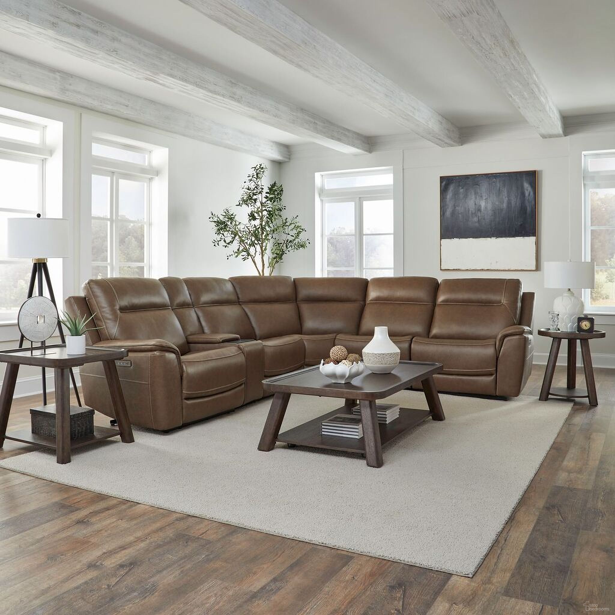 The appearance of Collins 6 Piece Sectional In York Chestnut designed by Liberty in the transitional interior design. This york chestnut piece of furniture was selected by 1StopBedrooms from Collins Collection to add a touch of cosiness and style into your home. Sku: 7016CN-40A;7016CN-40C;7016CN-40W;7016CN-43AP;7016CN-43LP;7016CN-43RP. Layout: L-Shape. Material: Solid Hardwood.