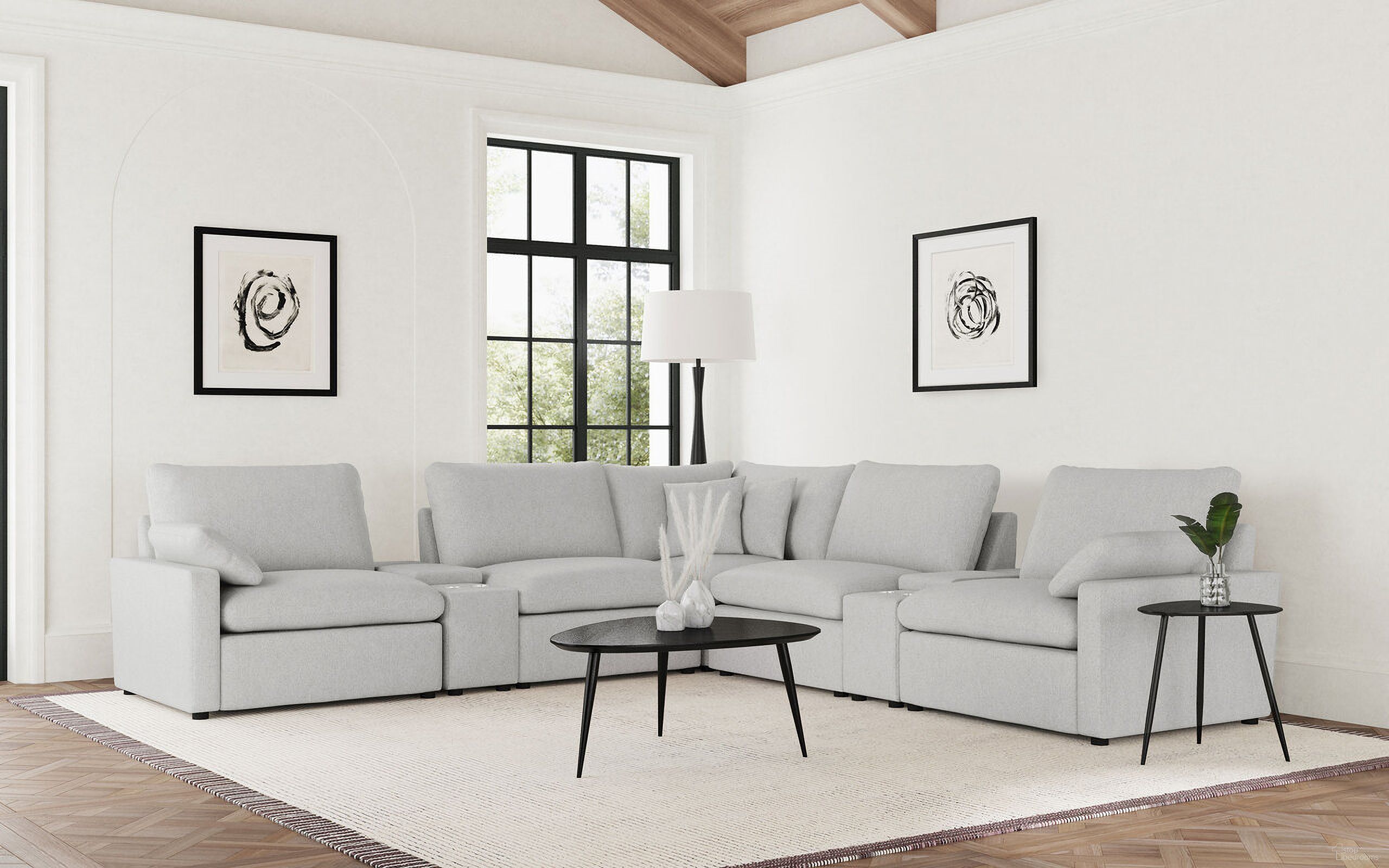 The appearance of Collins 7-piece Modular Power Reclining Sectional In Grey designed by Coaster in the transitional interior design. This grey piece of furniture was selected by 1StopBedrooms from Collins Collection to add a touch of cosiness and style into your home. Sku: 609560AC;609560ARP;609560CON;609560CON;609560CRN;609560LRP;609560RRP. Material: Fabric.