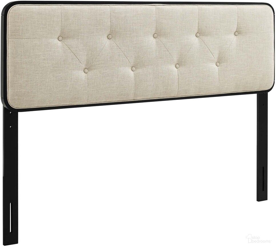 The appearance of Collins Tufted King Fabric and Wood Headboard In Black Beige designed by Modway in the modern / contemporary interior design. This black beige piece of furniture  was selected by 1StopBedrooms from Collins Collection to add a touch of cosiness and style into your home. Sku: MOD-6235-BLK-BEI. Bed Size: King. Material: Rubberwood.