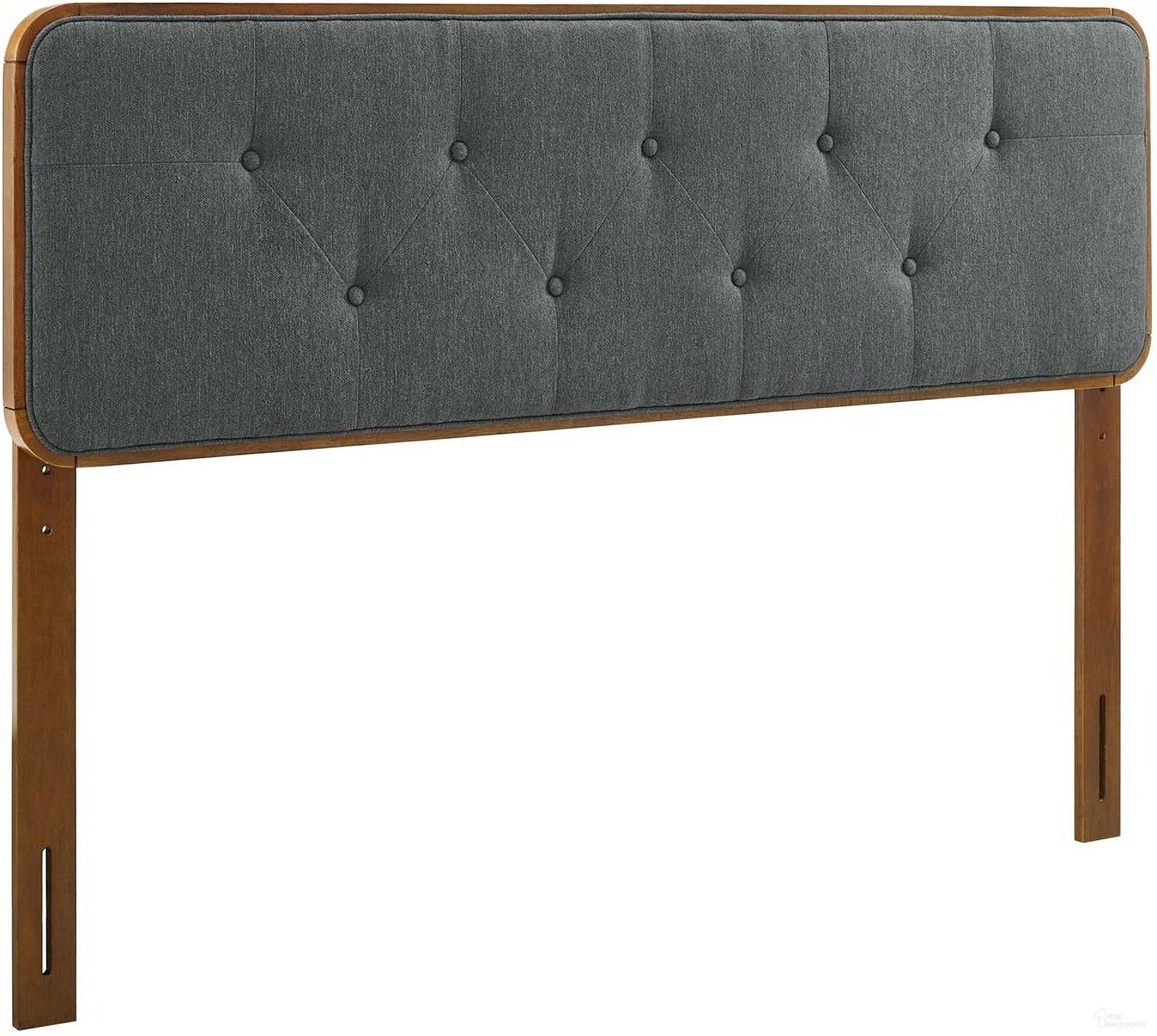 Collins Tufted Queen Fabric and Wood Headboard In Walnut Charcoal
