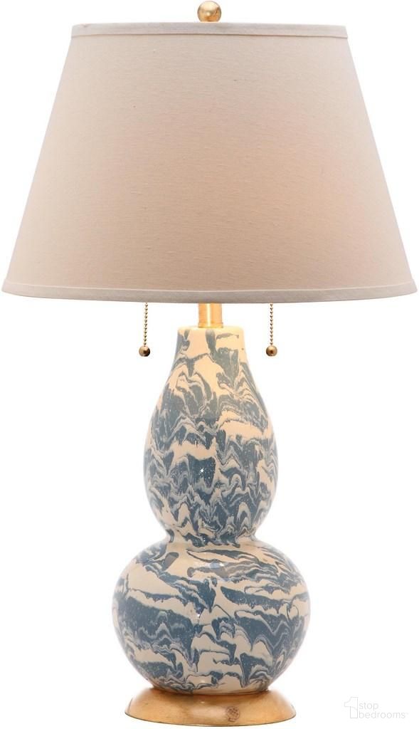Color Swirls Blue and White Glass Table Lamp