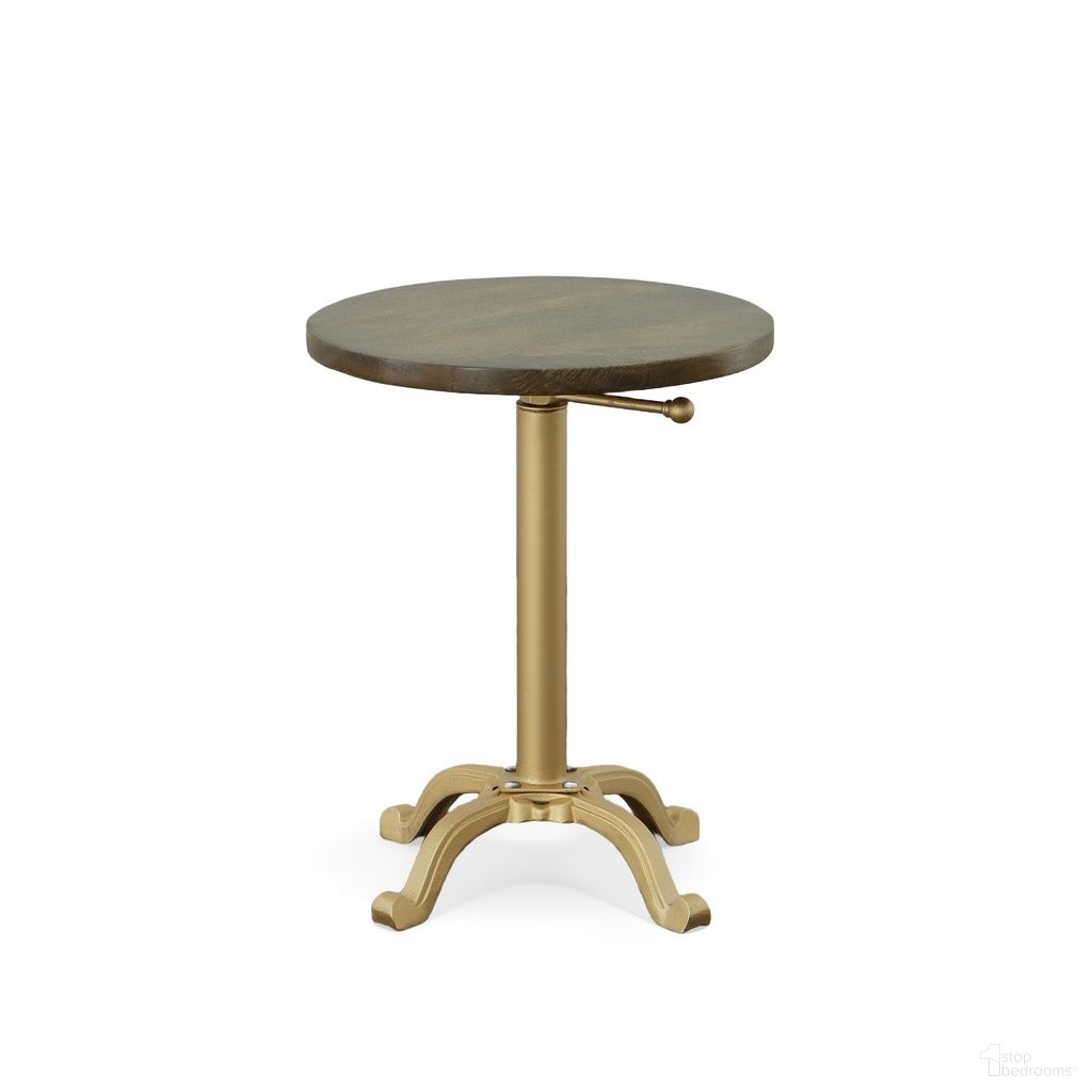 Colton Adjustable Vintage Table In Elm Top and Gold Base